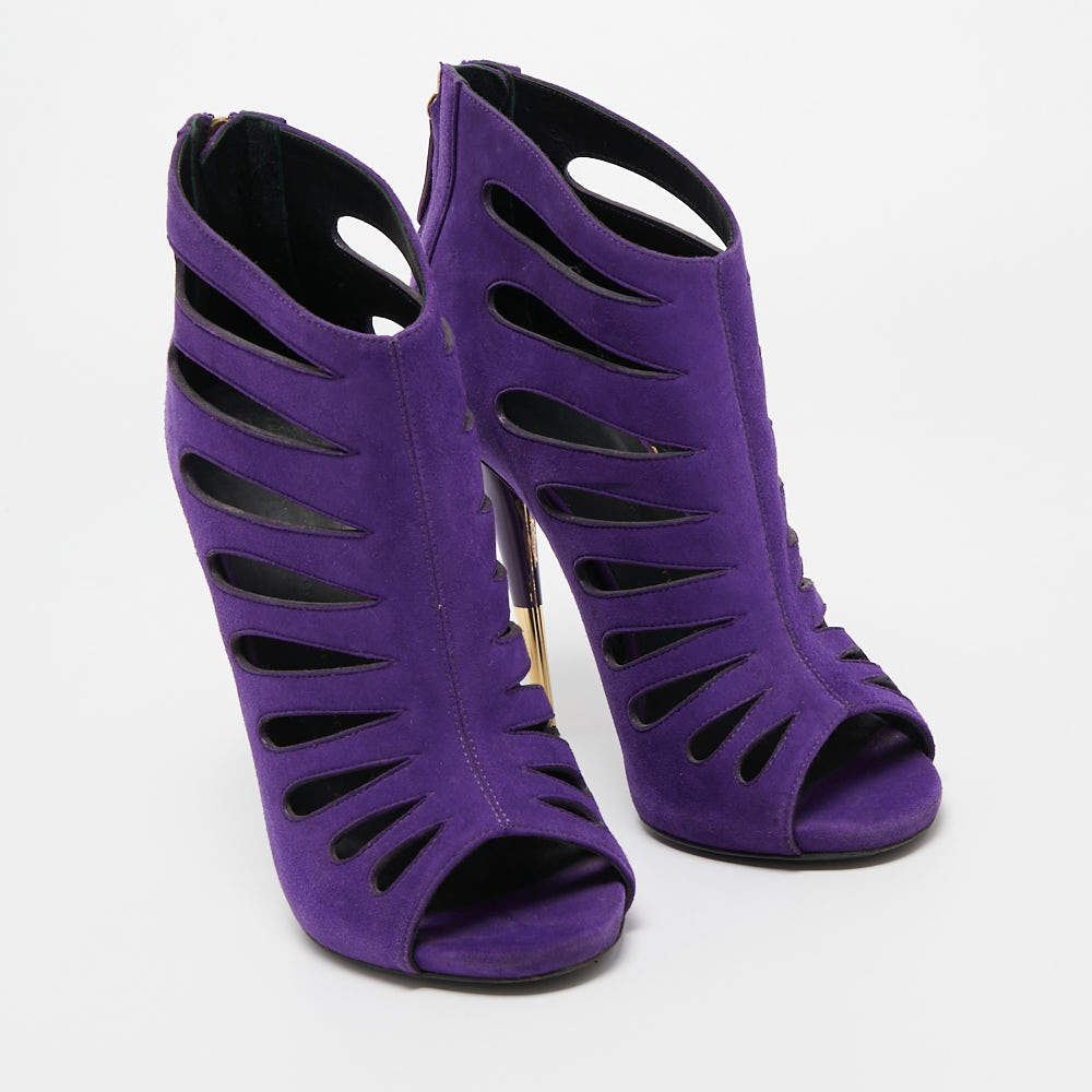 Giuseppe Zanotti Purple Suede Cutout Ankle Boots Size 40 Giuseppe Zanotti