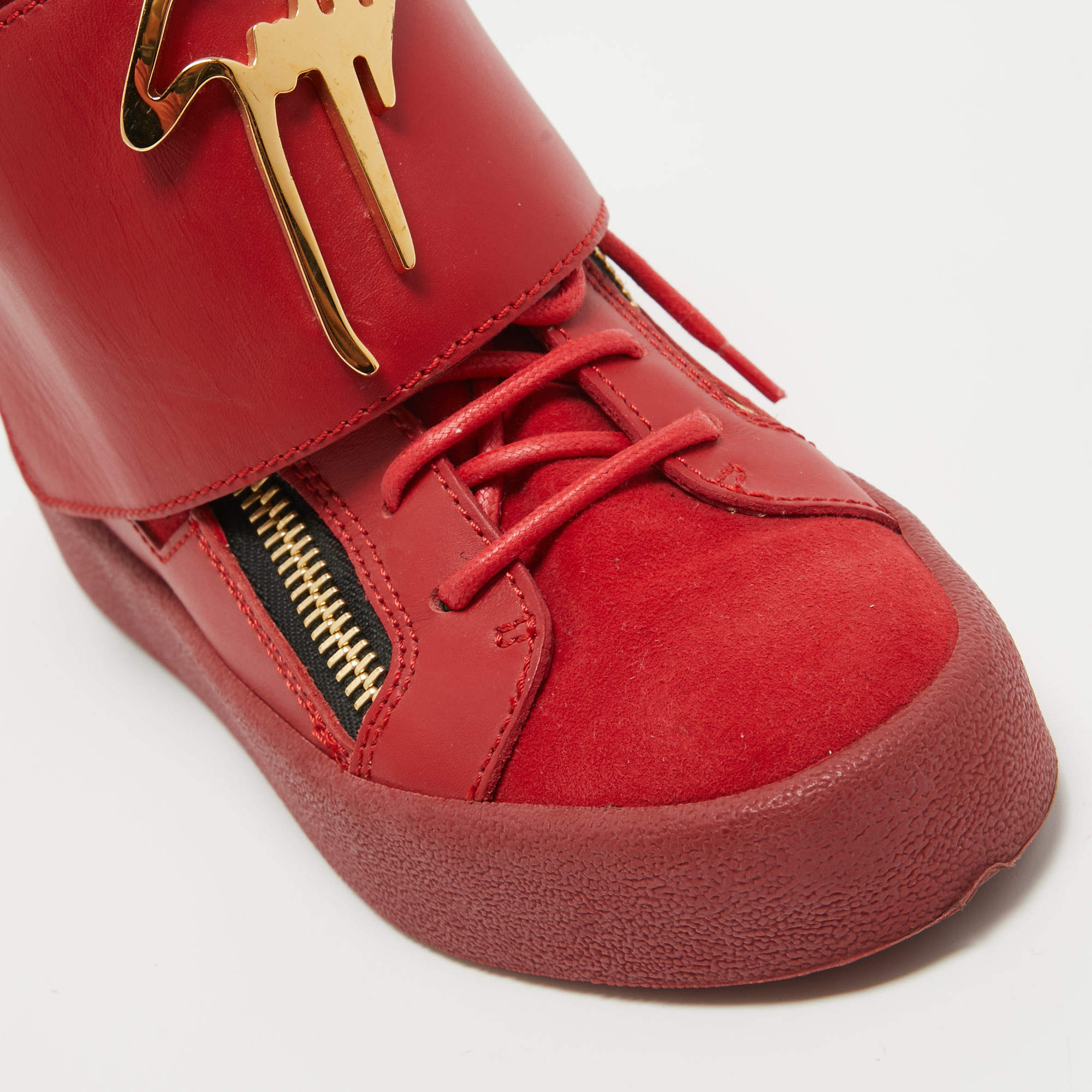 Giuseppe Zanotti Red Suede And Leather Double Zip High Top Sneakers Size 36 Giuseppe  Zanotti | TLC