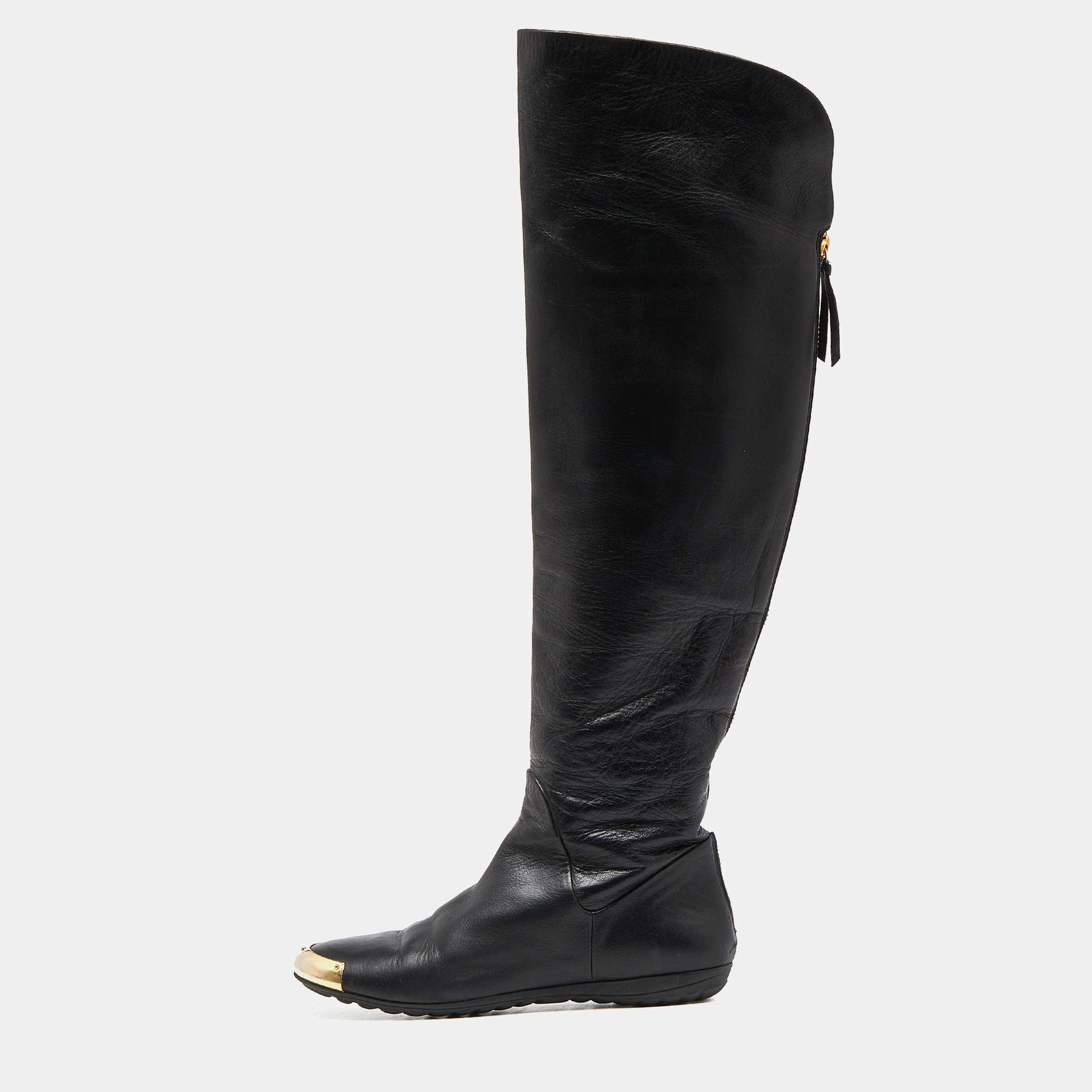Pre Owned Giuseppe Zanotti Black Leather Over The Knee Length Boots Size 39