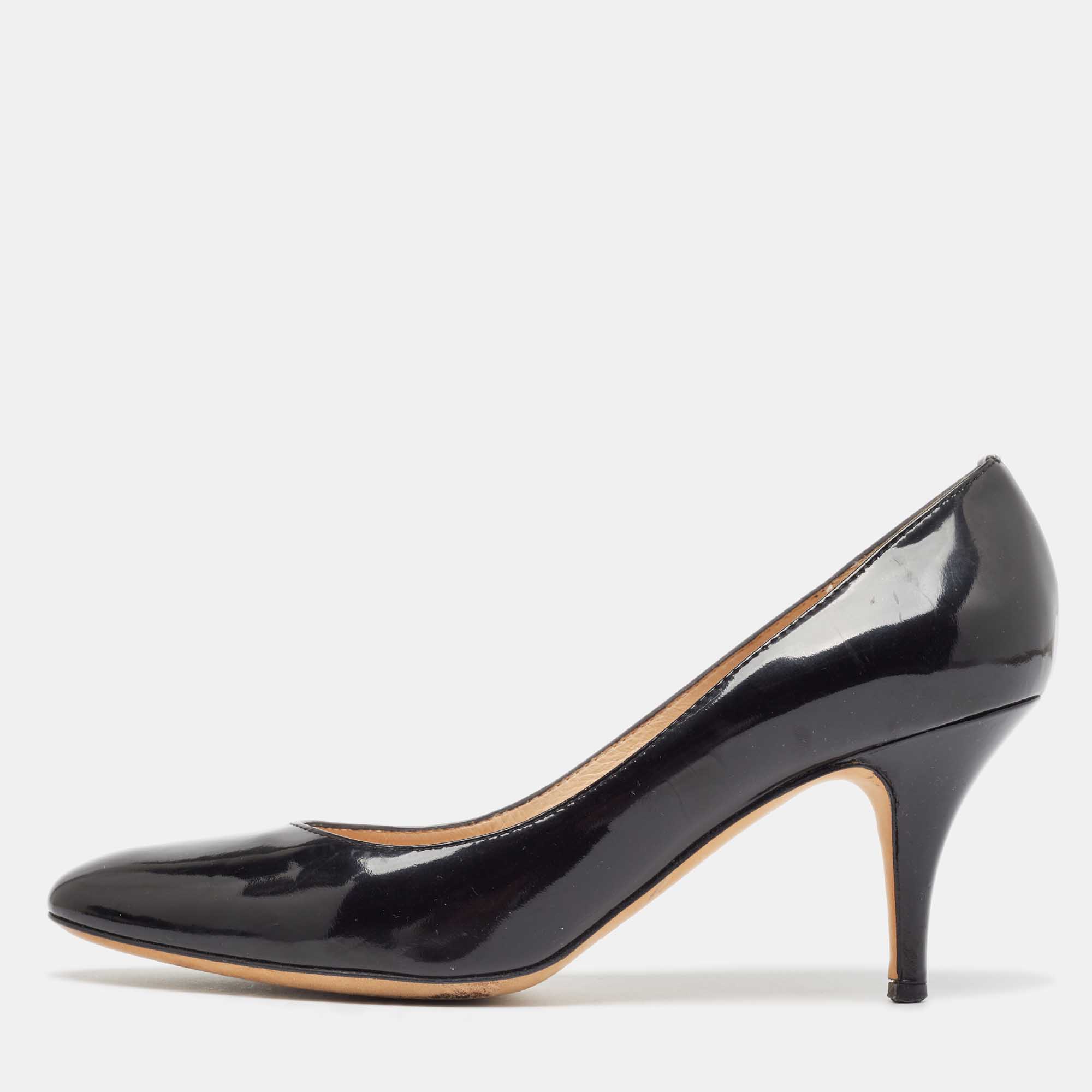 Giuseppe Zanotti Black Patent Round Toe Pumps Size 38.5