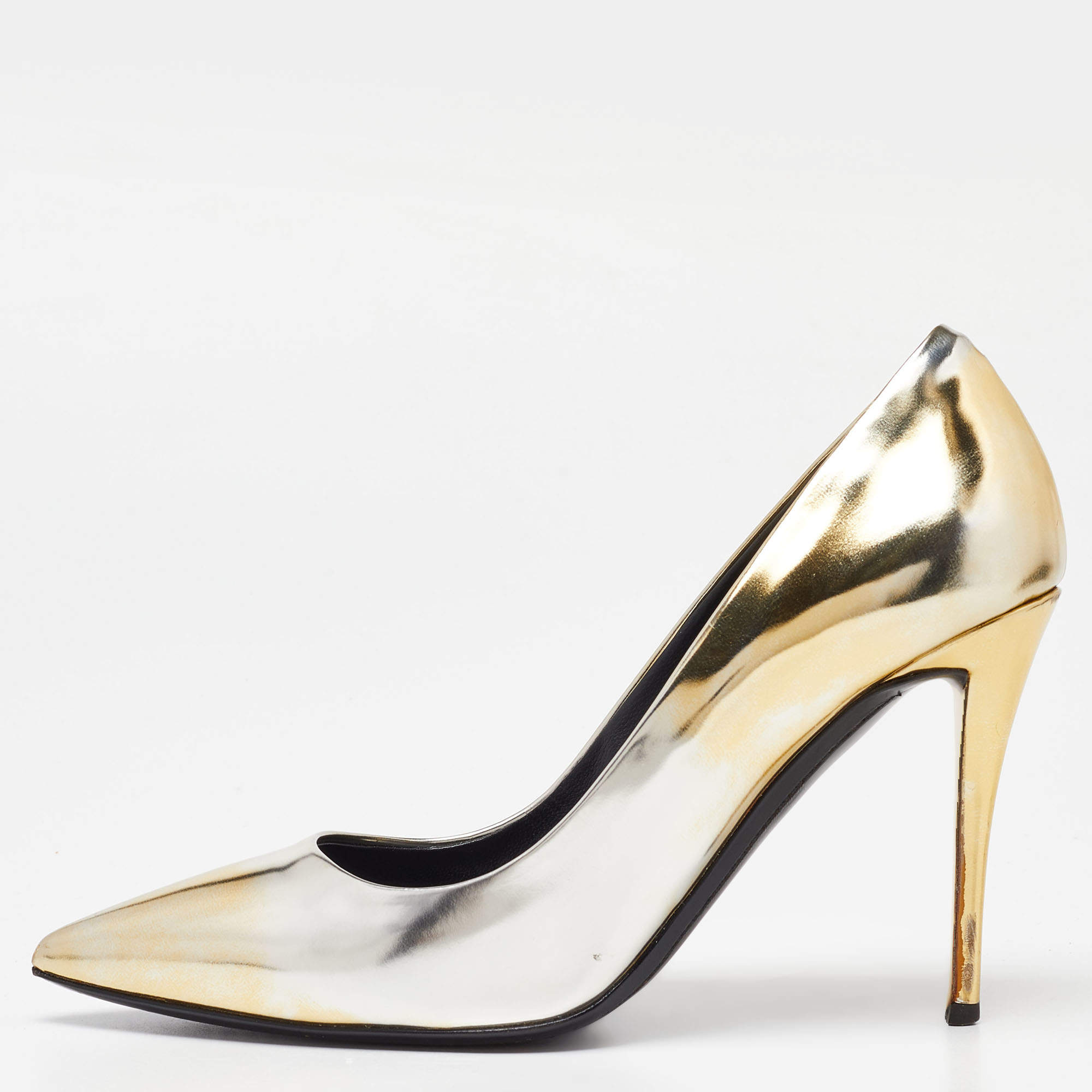 Giuseppe Zanotti Gold/Silver Leather Pointed Toe Pumps Size 35