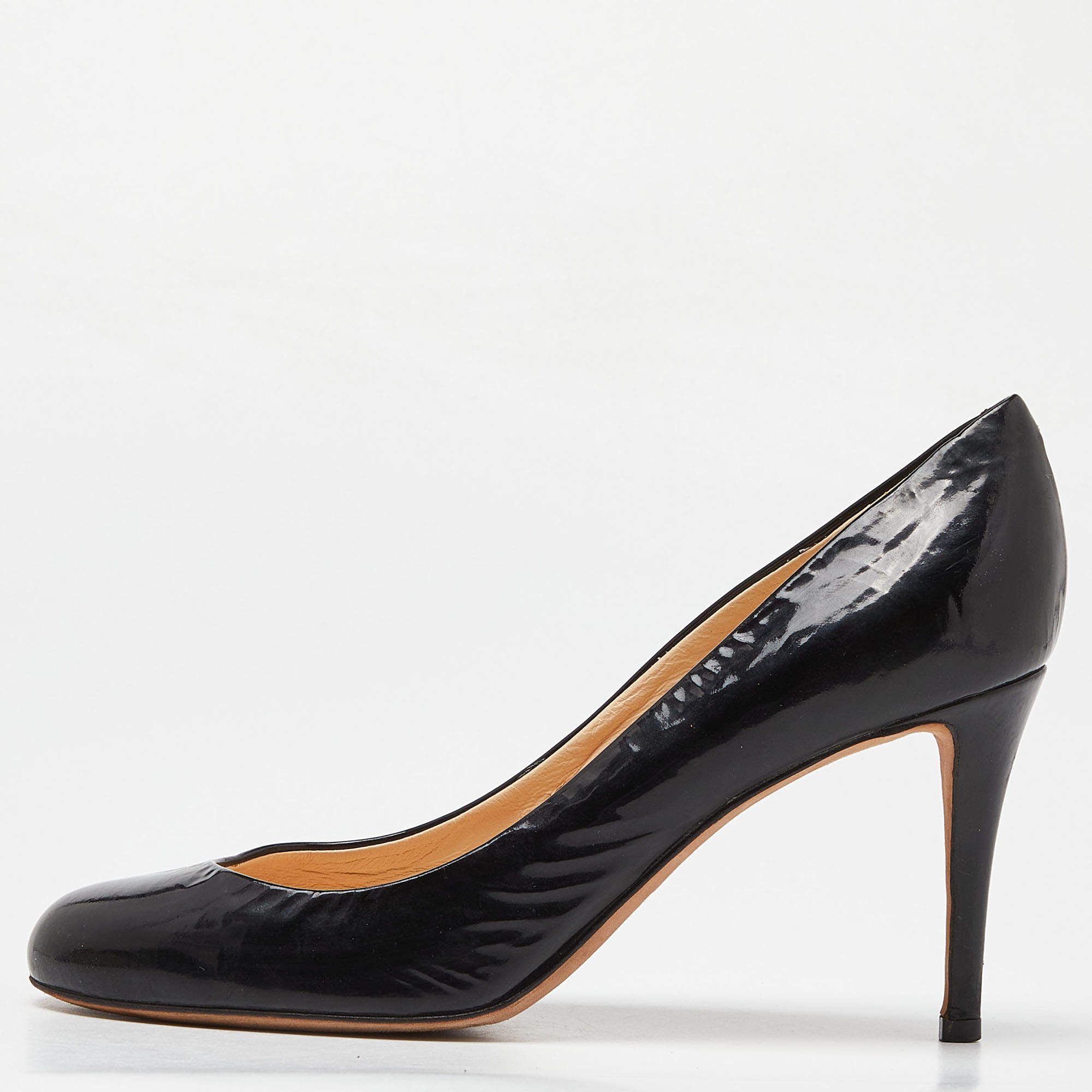Giuseppe Zanotti Black Patent Leather Round Toe Pumps Size 39