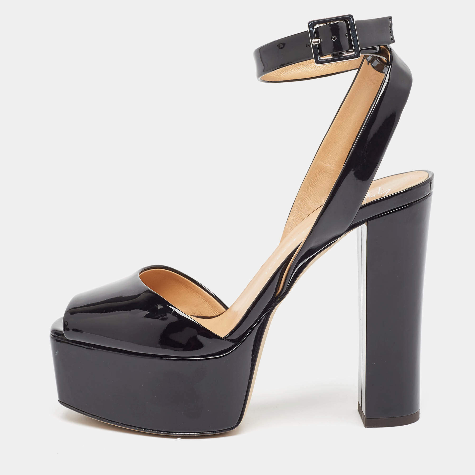 مملوكة مسبقًا Giuseppe Zanotti Black Patent Betty Sandals Size 36