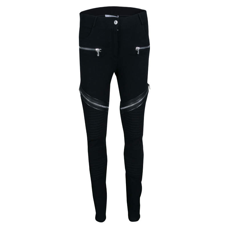 Pre Owned Givenchy Black Knit Zip Detail Moto Jeggings S
