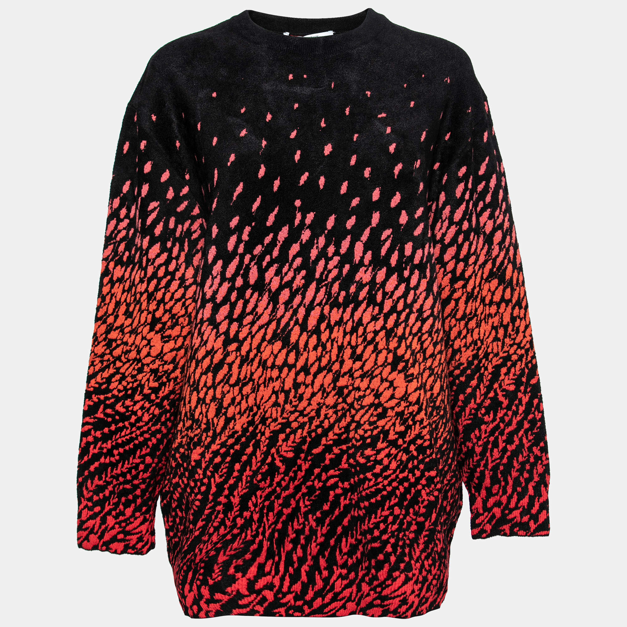 Pre Owned Givenchy Red and Black Knit Crewneck Pullover Sweater M