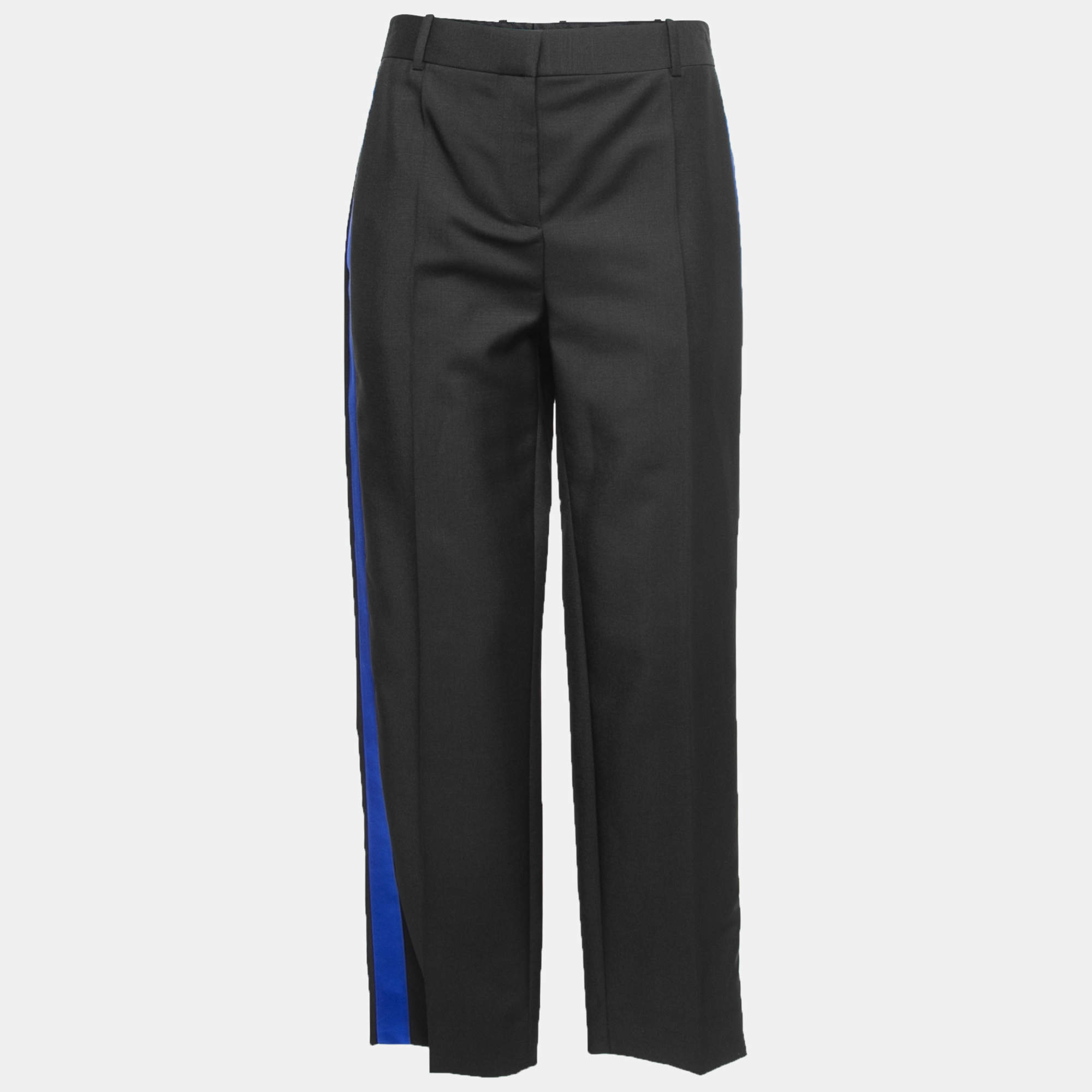 Givenchy Black Mohair Wool Side-Band Detail Trousers M