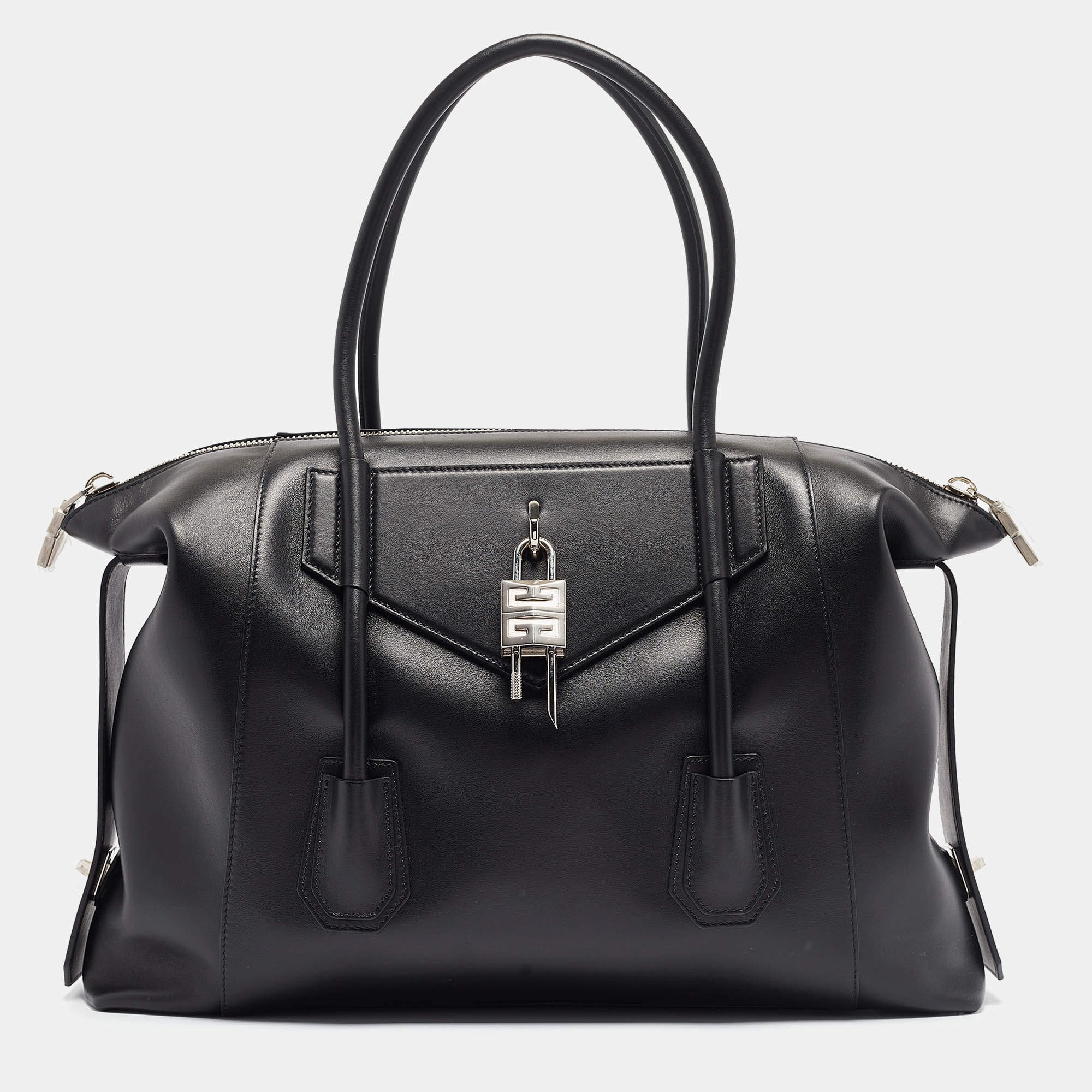 Givenchy Black Leather Medium Antigona Lock Soft Tote