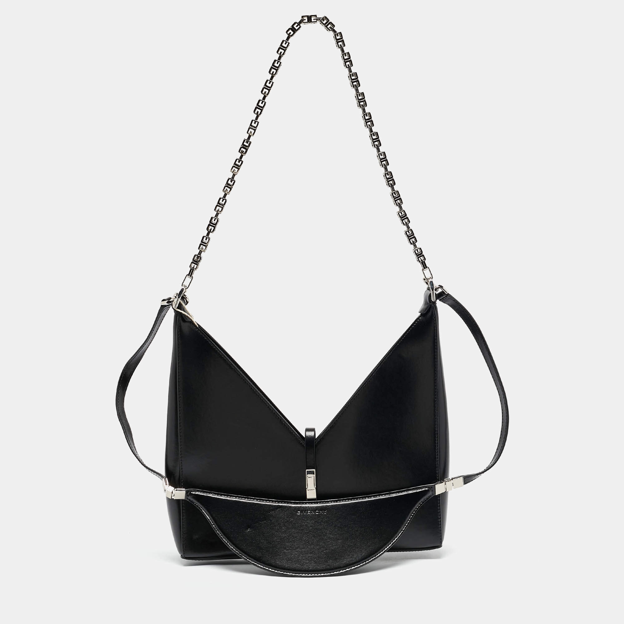 Givenchy Black Glossy Leather Cut Out Chain Bag