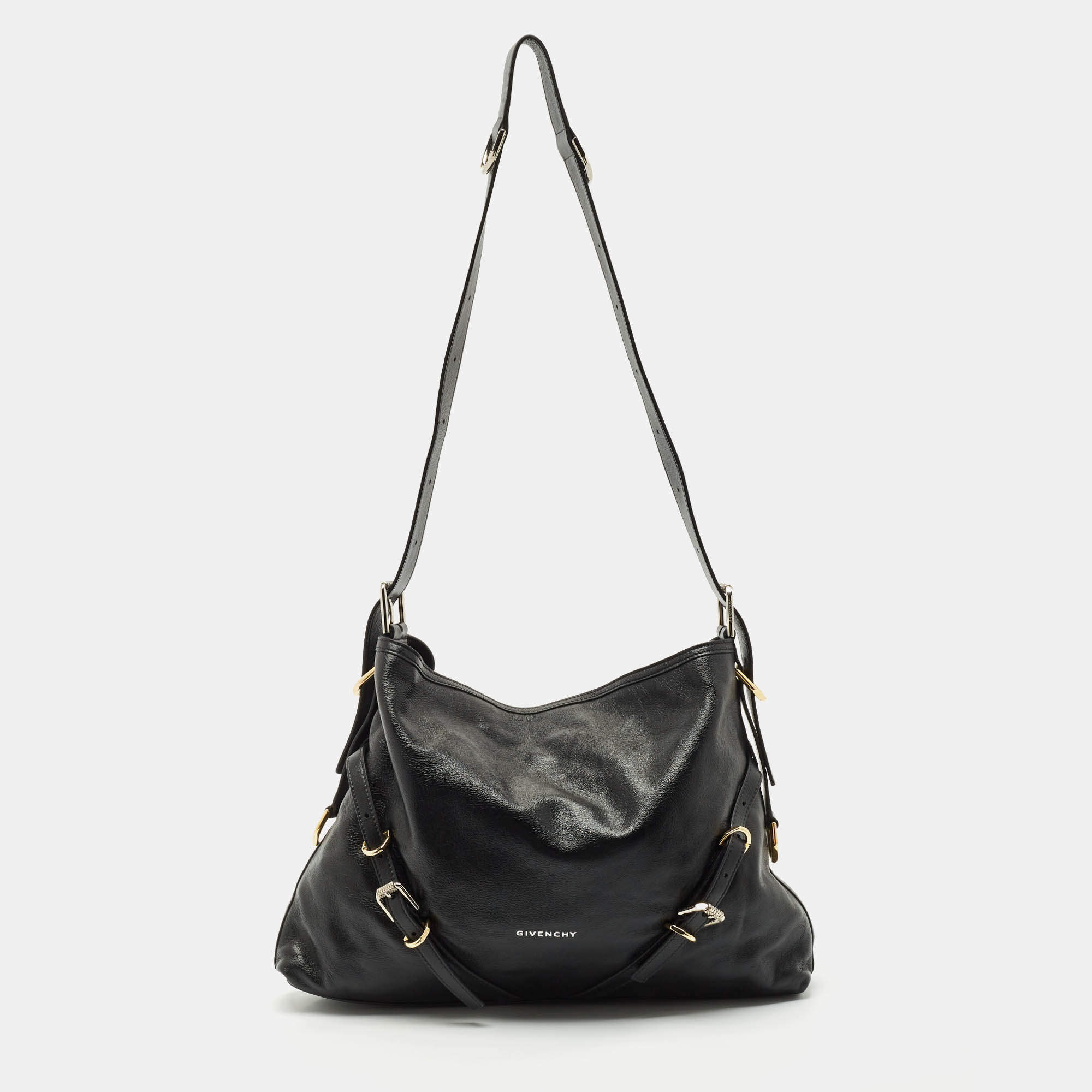 Givenchy Black Leather Medium Voyou Shoulder Bag