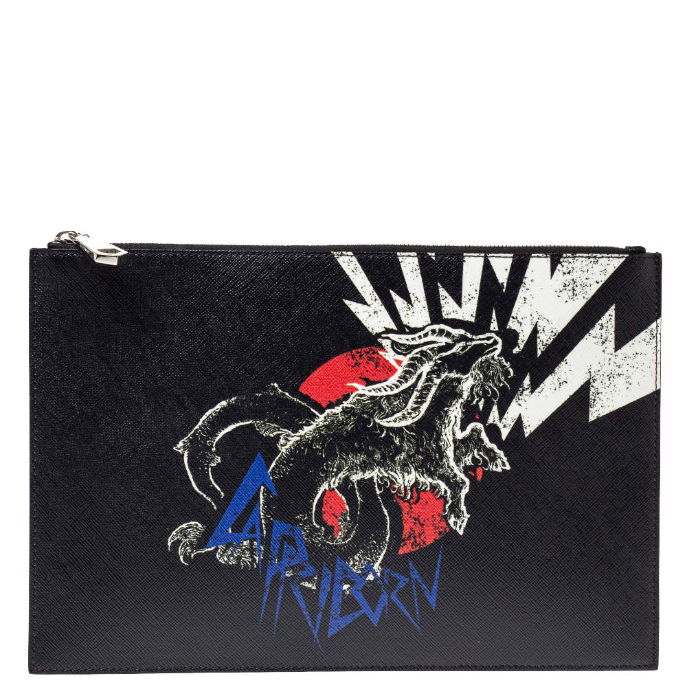Givenchy Black Leather Capricorn Horoscope Pouch
