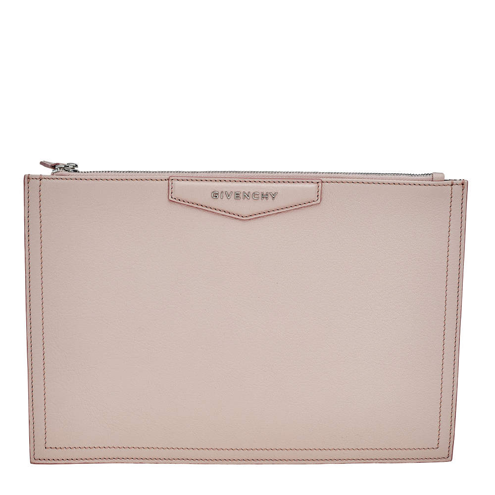Pre Owned Givenchy Light Pink Leather Medium Antigona Clutch