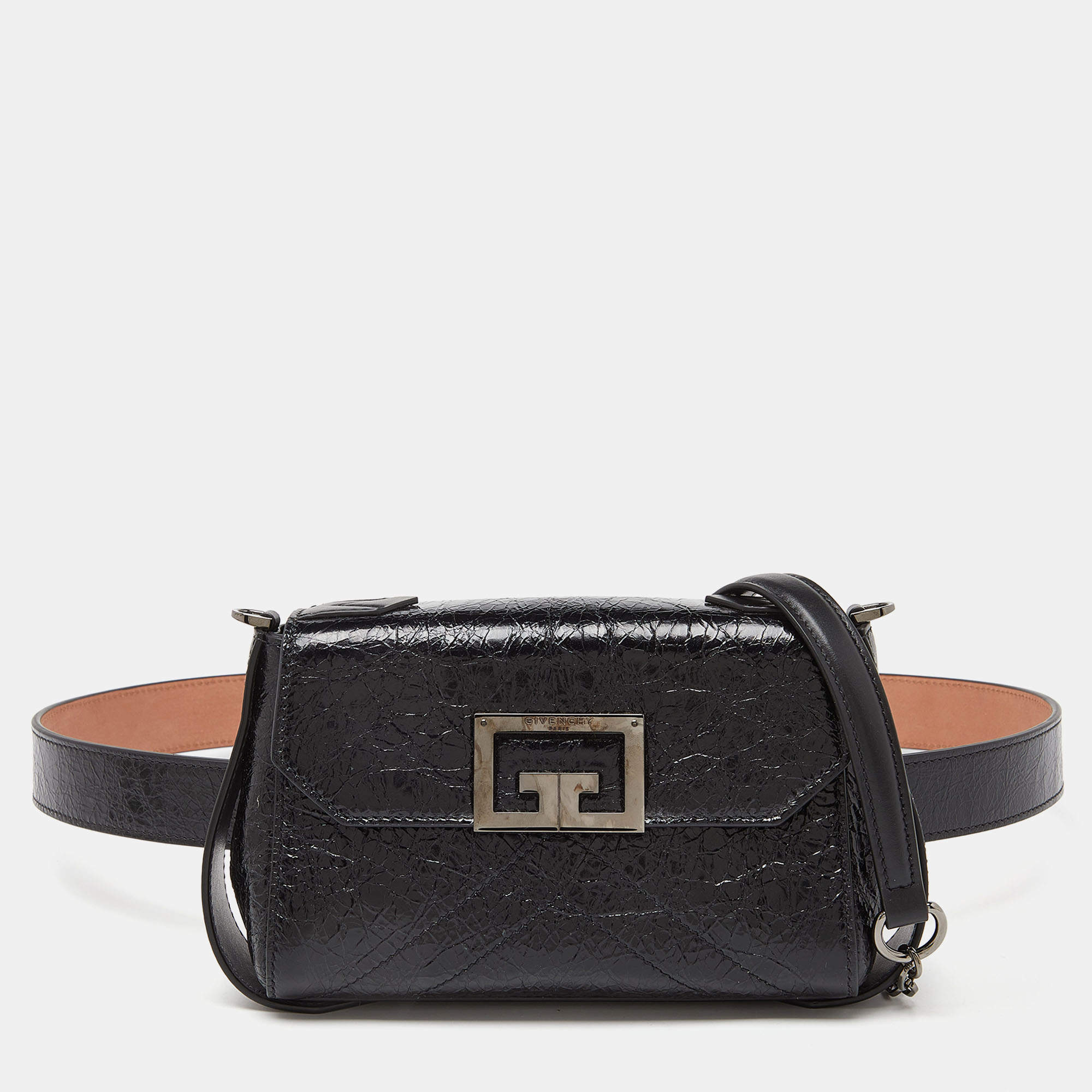 Pre Owned Givenchy Black Leather Belt Bag