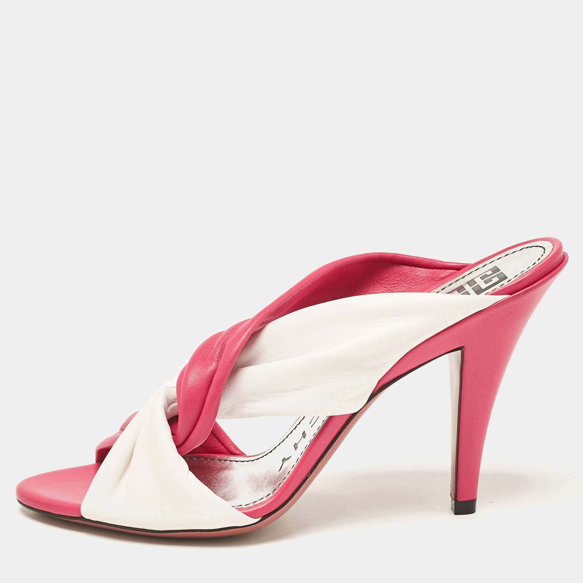 Givenchy Pink/White Leather Slide Sandals Size 36.5