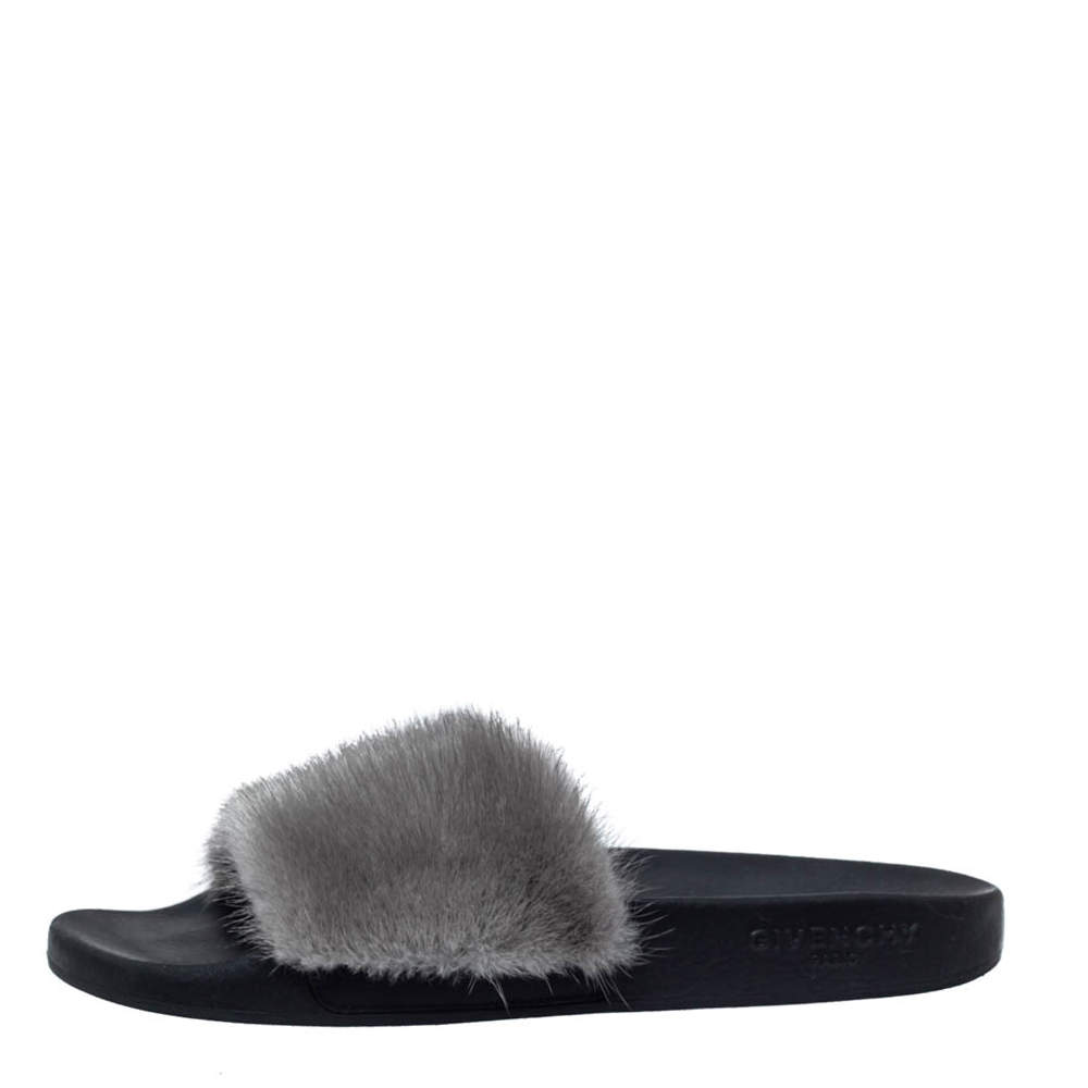 givenchy women's mink fur & rubber slides