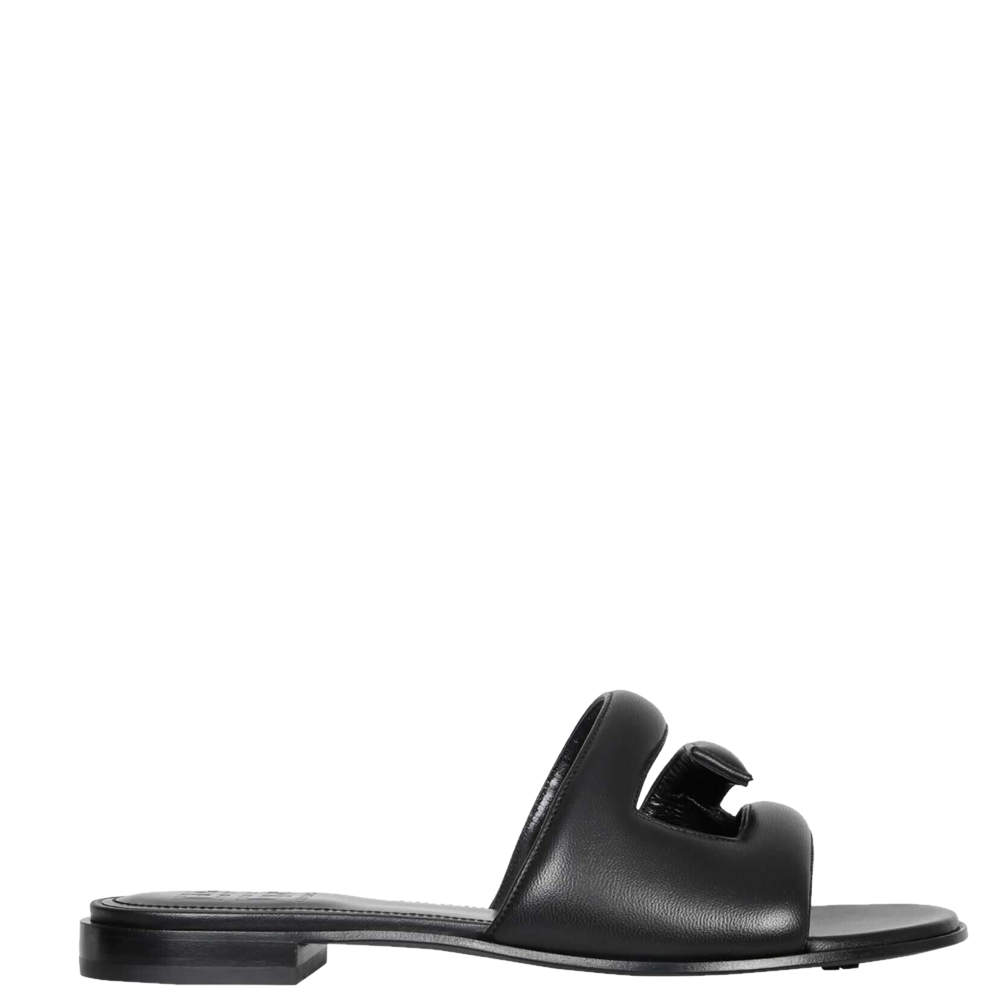 Pre Owned Givenchy Black Leather G Slide Sandals Size IT 40
