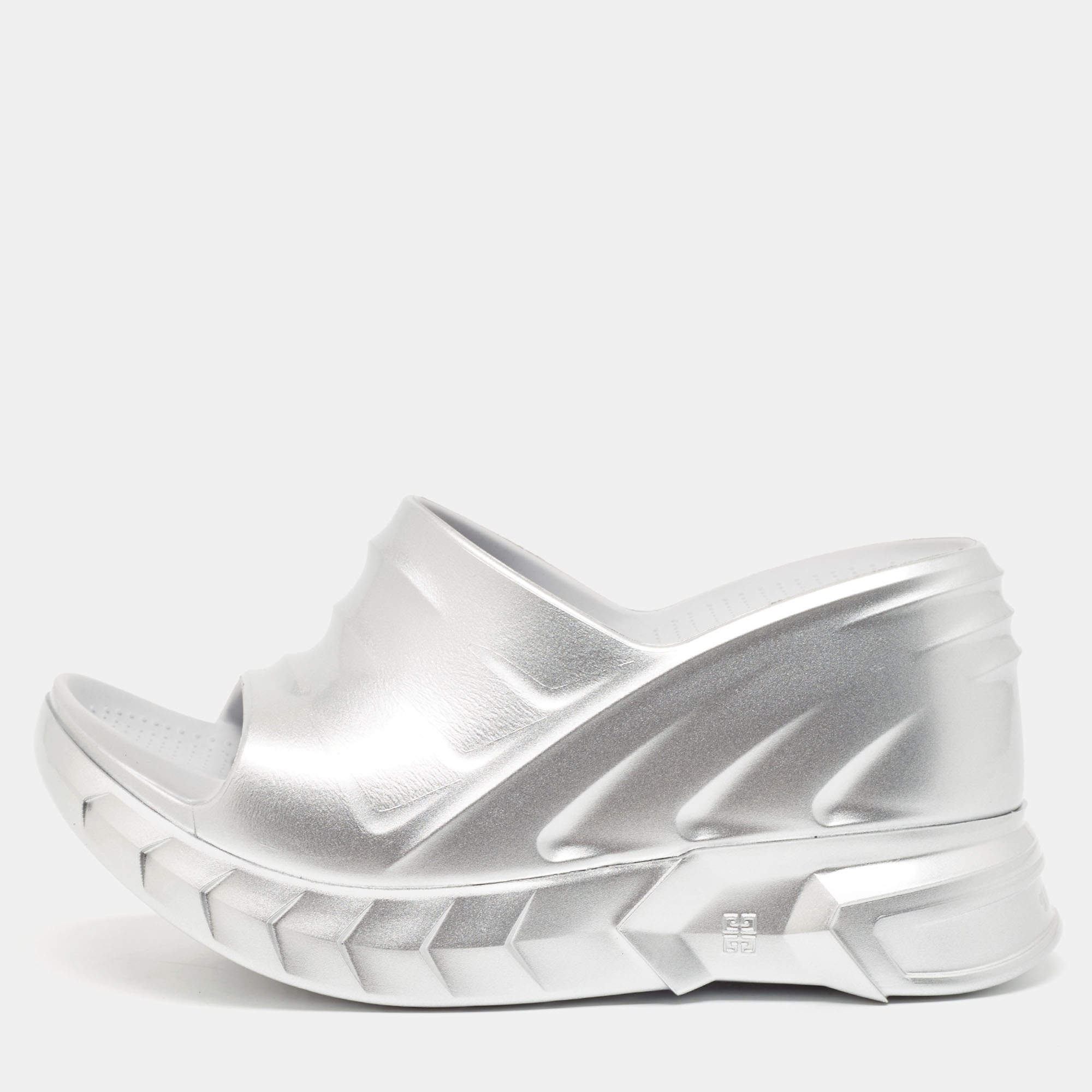 Givenchy Silver Rubber Marshmallow Sandals Size 36