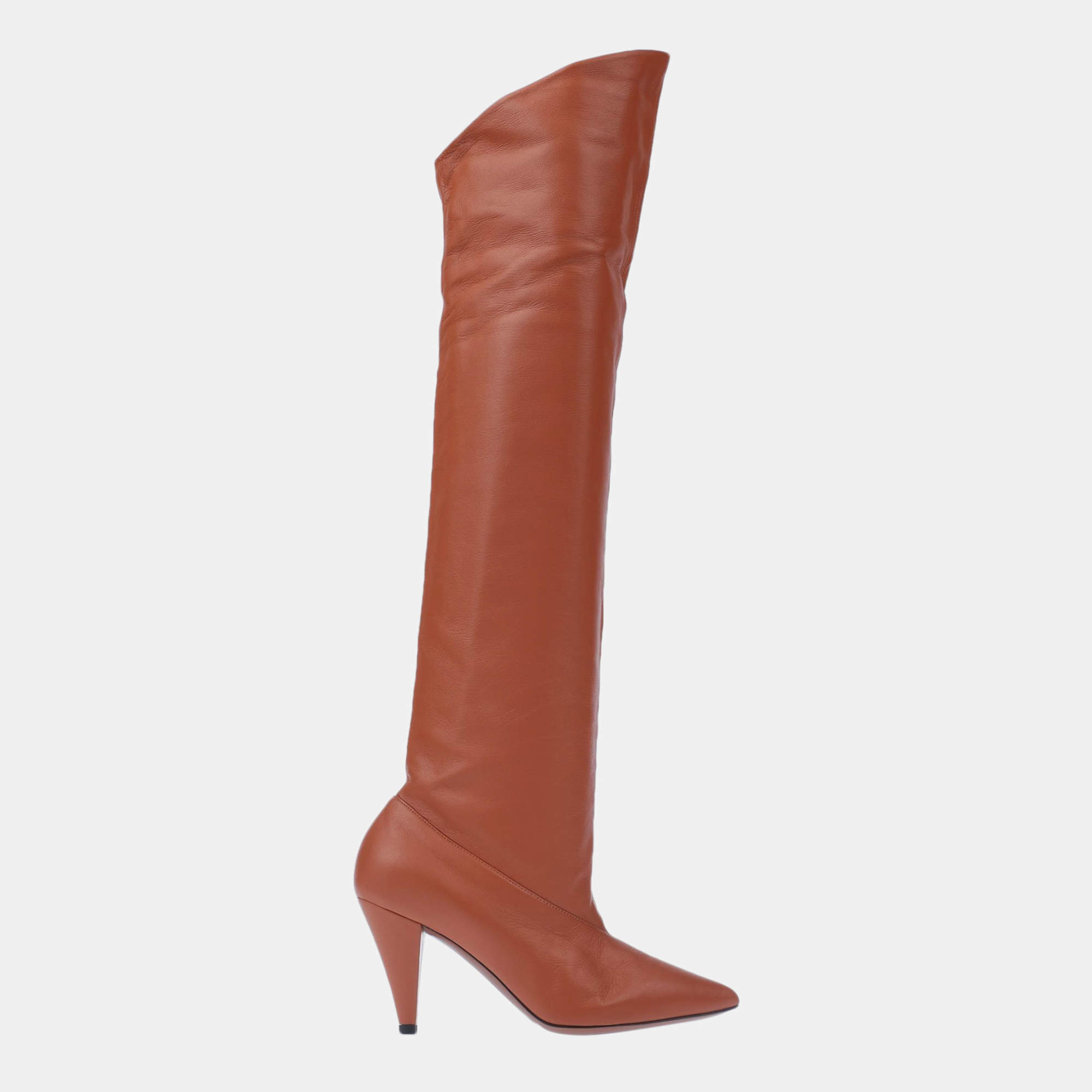 Pre Owned Givenchy Leather Over The Knee Boots Size 41