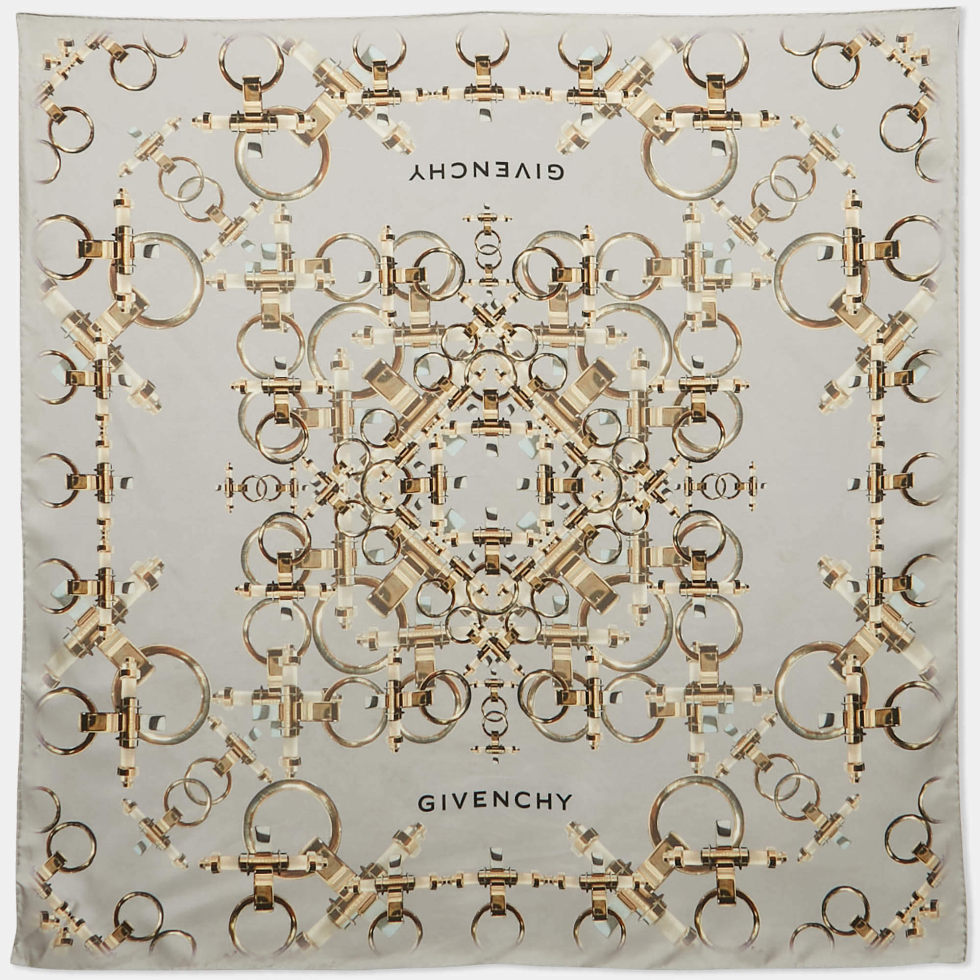 Givenchy Light Blue Printed Silk Square Scarf 