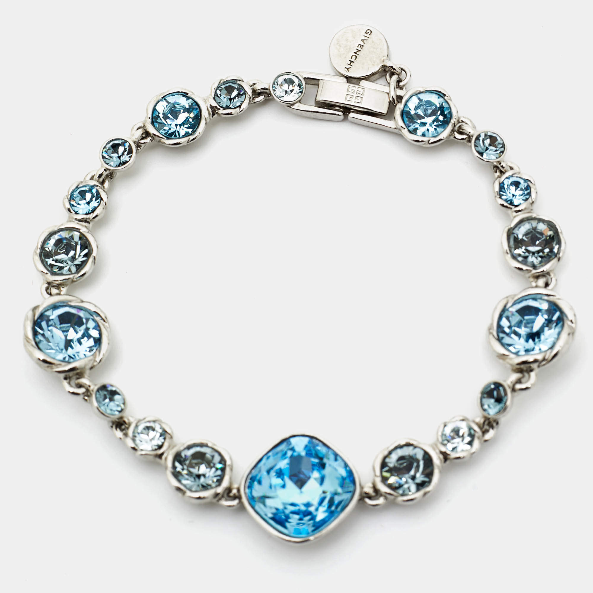 Pre Owned Givenchy Crystals Silver Tone Bracelet
