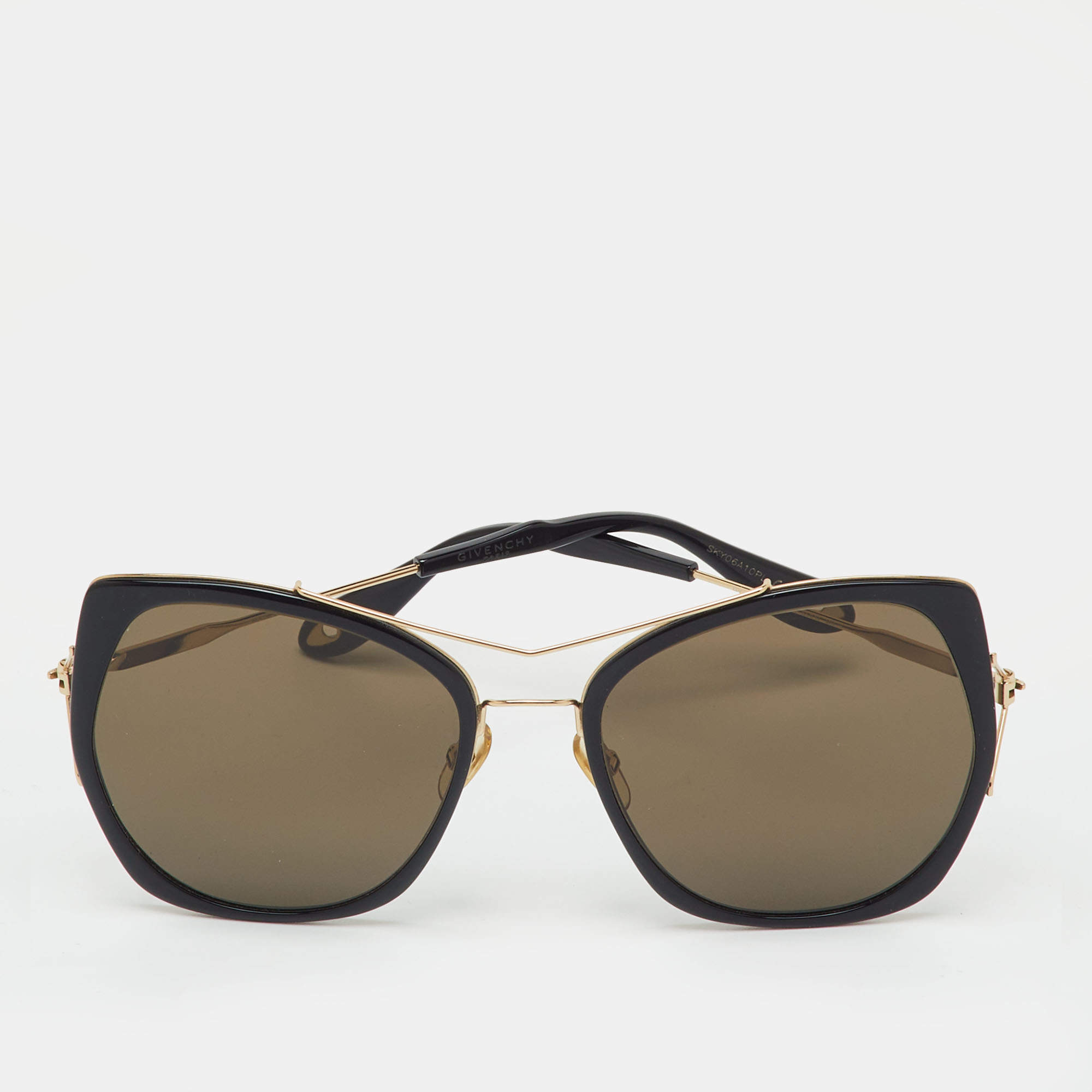 Pre Owned Givenchy Black/Gold Tone GV7031/S Cat Eye Sunglasses