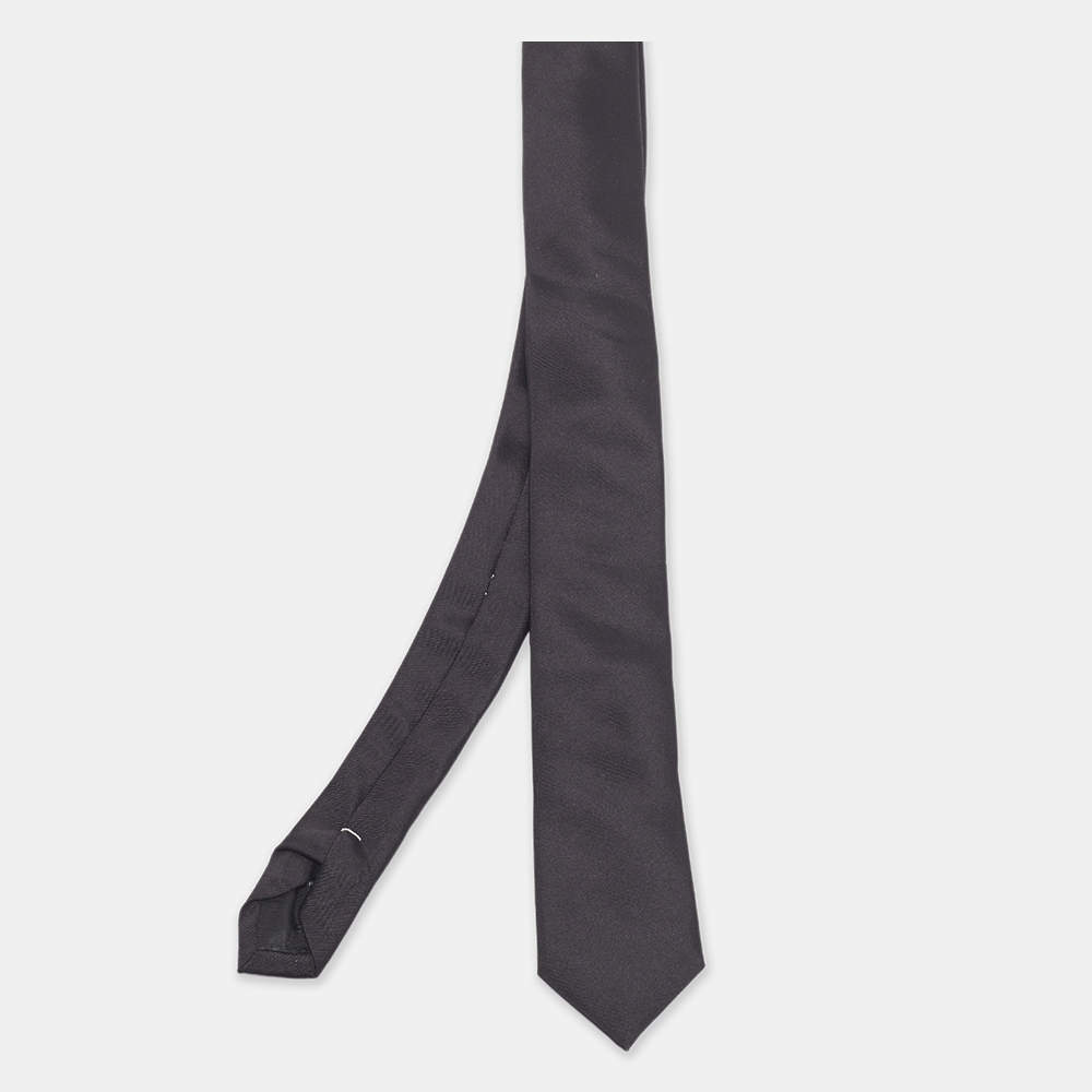 Pre Owned Givenchy Black Silk Skinny Tie 