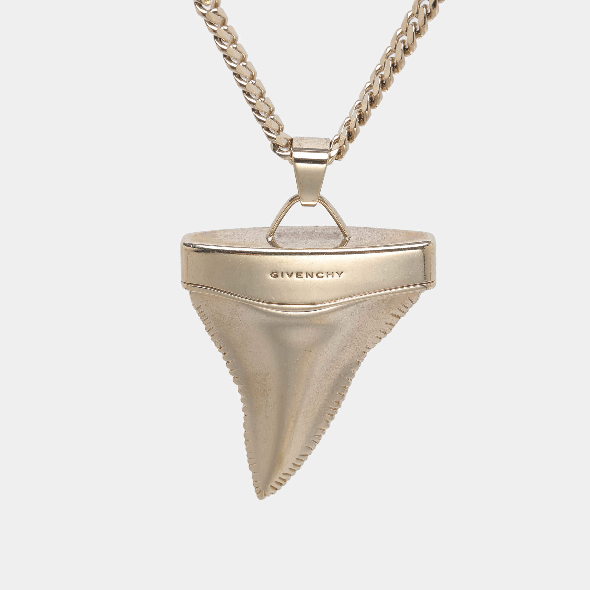 Pre Owned Givenchy Gold Tone Metal Shark Tooth Pendant Necklace 