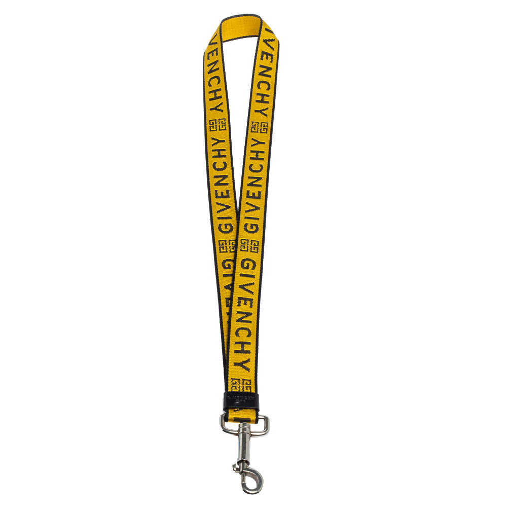 Givenchy Yellow Nylon Webbing Logo Keyring Strap