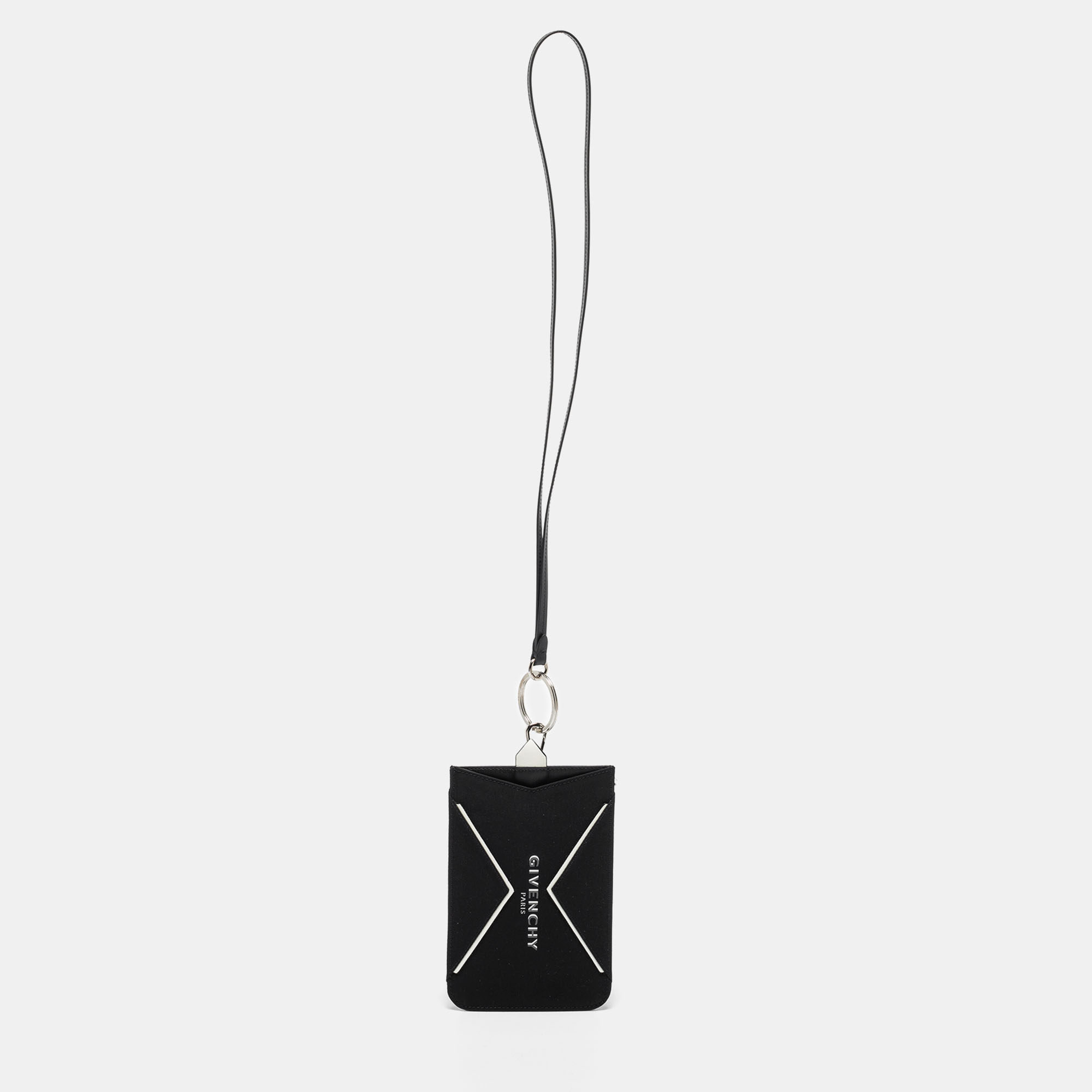Givenchy Black/White Fabric and Leather Logo Phone Case Strap