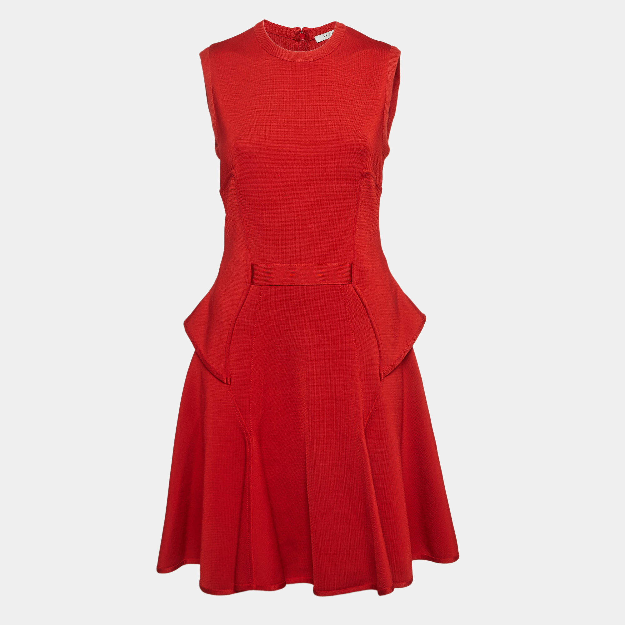 Givenchy Red Stretch knit Flared Midi Dress M
