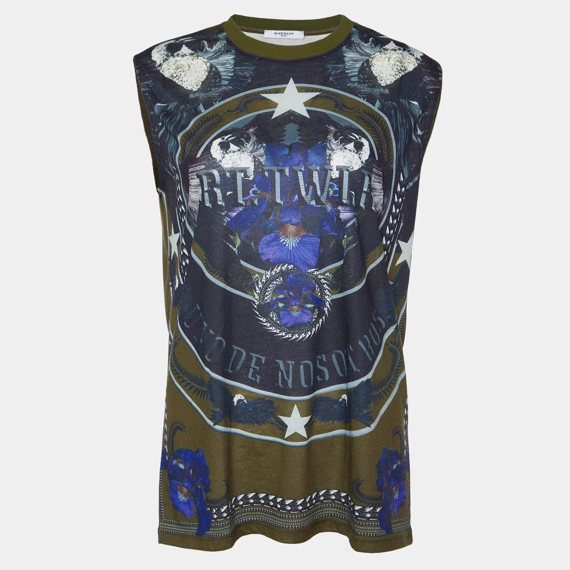 Givenchy Green Printed Jersey Tank Top S