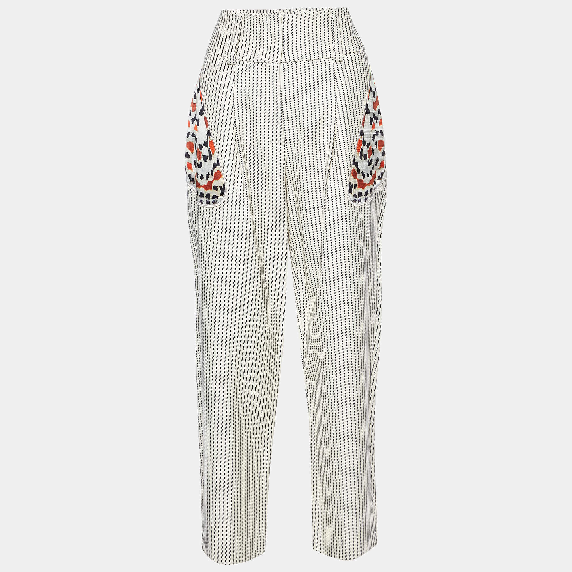 Givenchy Cream Printed Cotton & Wool Trousers M