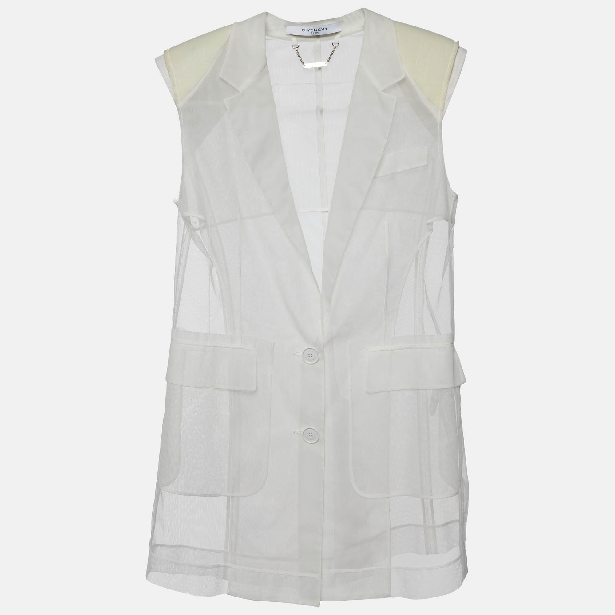 Givenchy White Mesh Sleeveless Jacket S