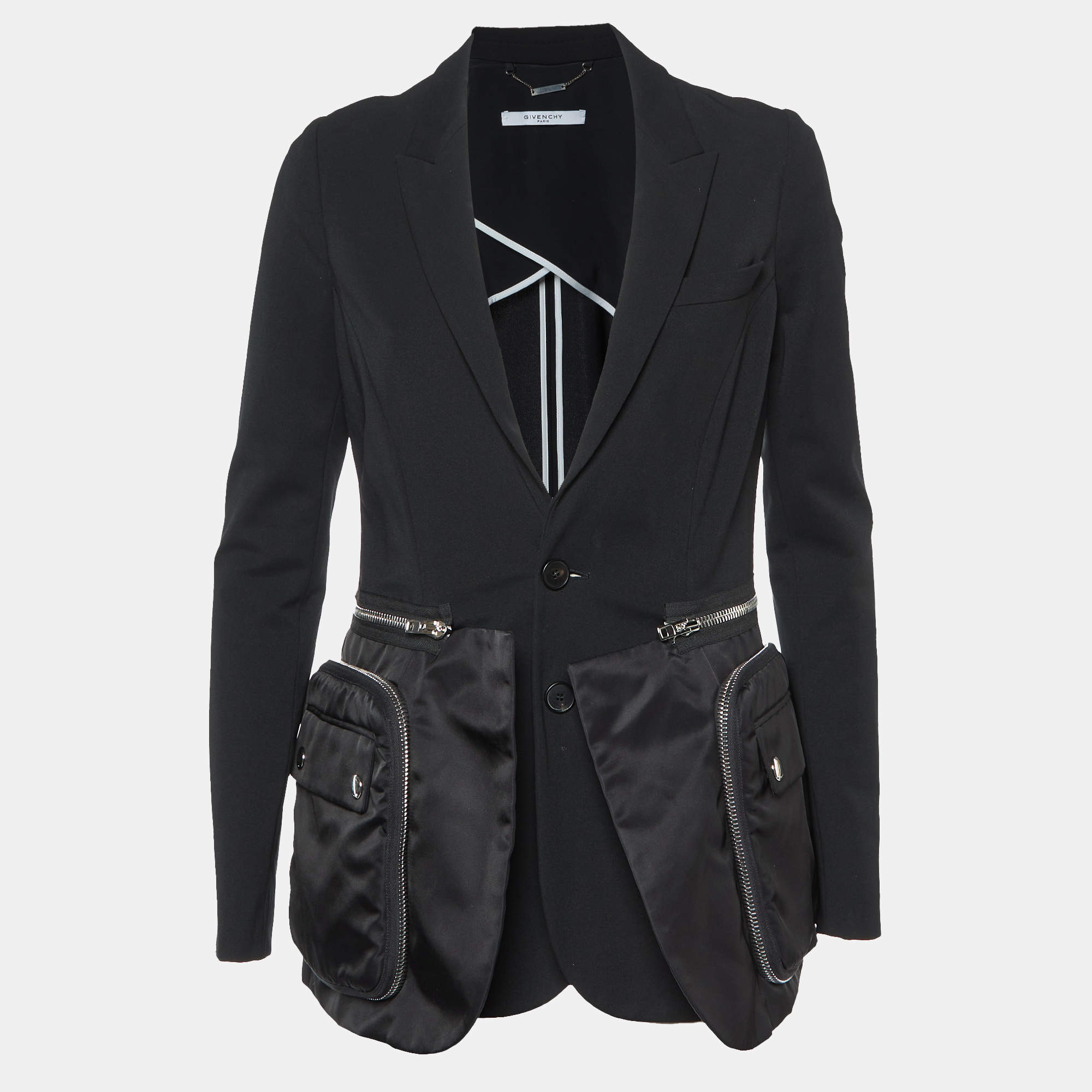 Pre Owned Givenchy Black Crepe Pocket Detail Jacket M