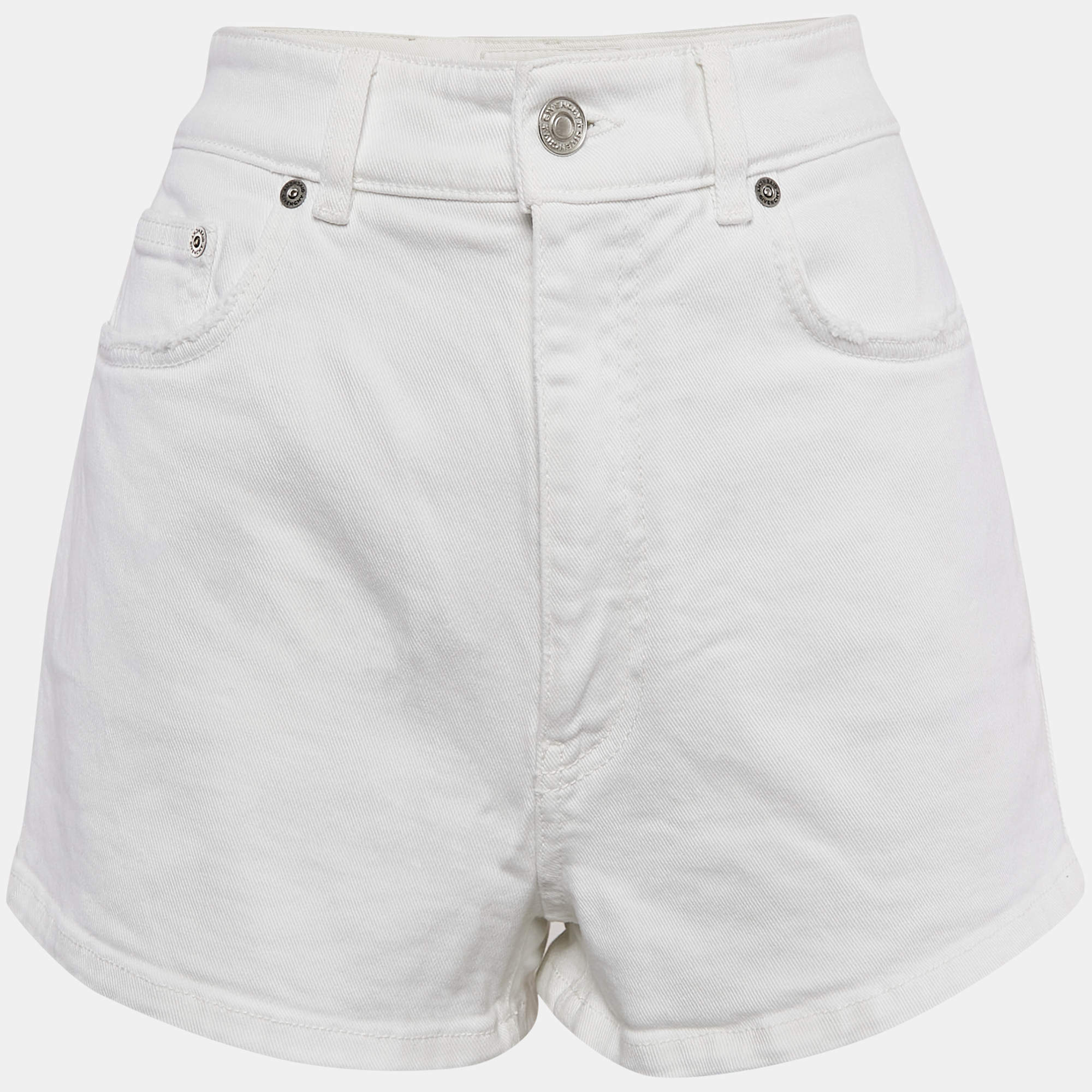 Givenchy White Denim Distress Pocket Detail Shorts L