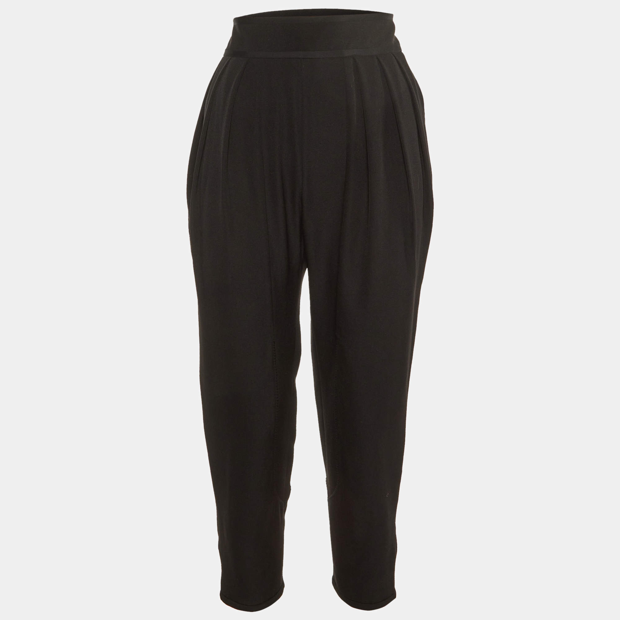 Givenchy Black Wool Pleated Button Hem Detail Pants L