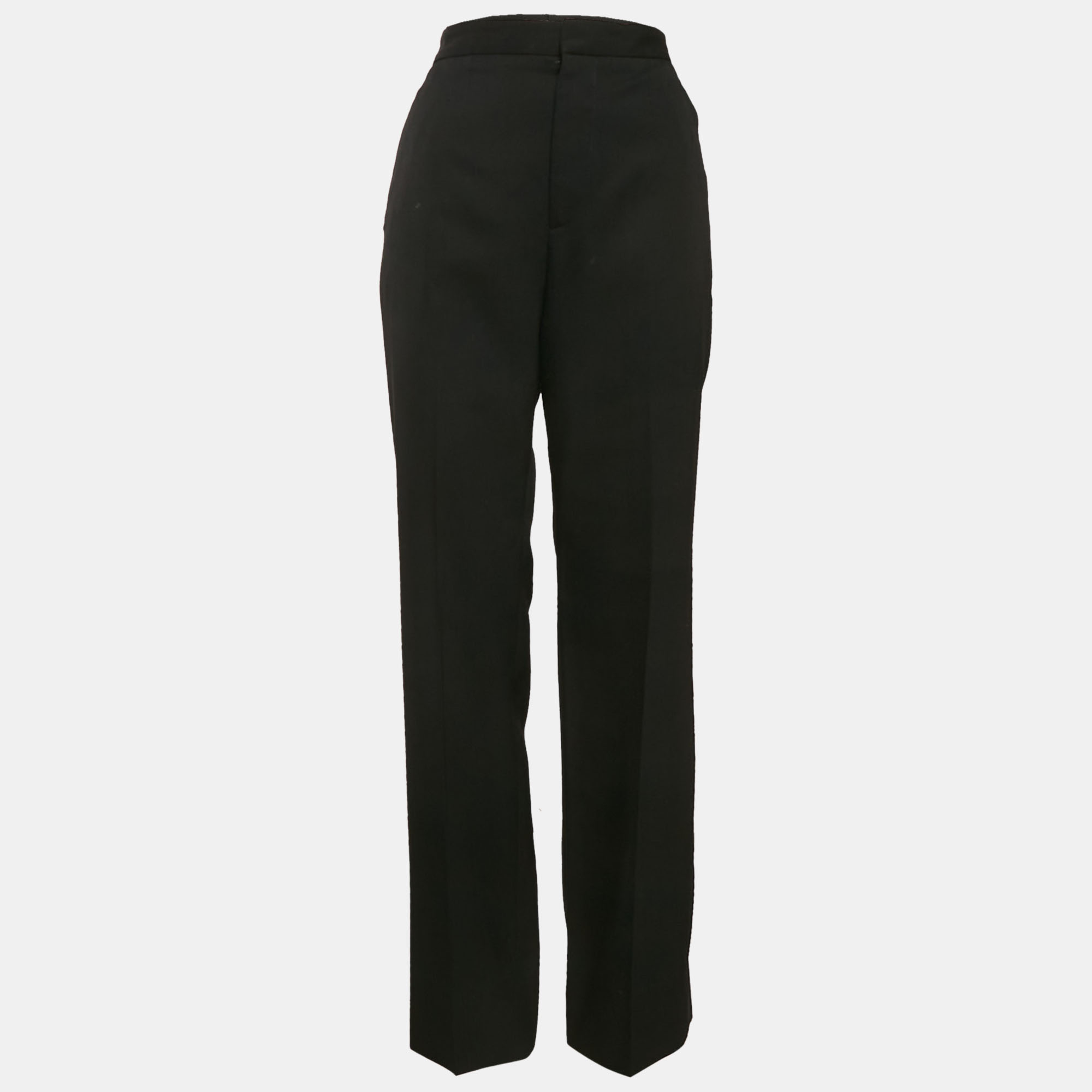 Pre Owned Givenchy Black Wool Wide Leg Trousers M