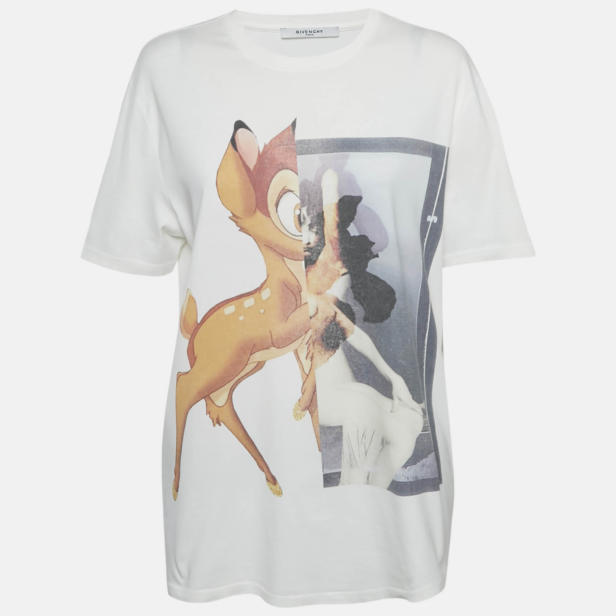 Givenchy White Bambi Print Cotton Oversized T-Shirt XS