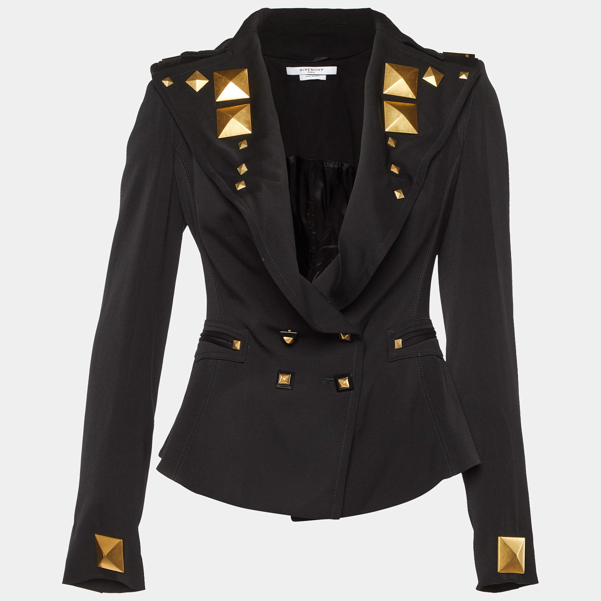 Pre Owned Givenchy Black Wool Metal Detail Blazer S