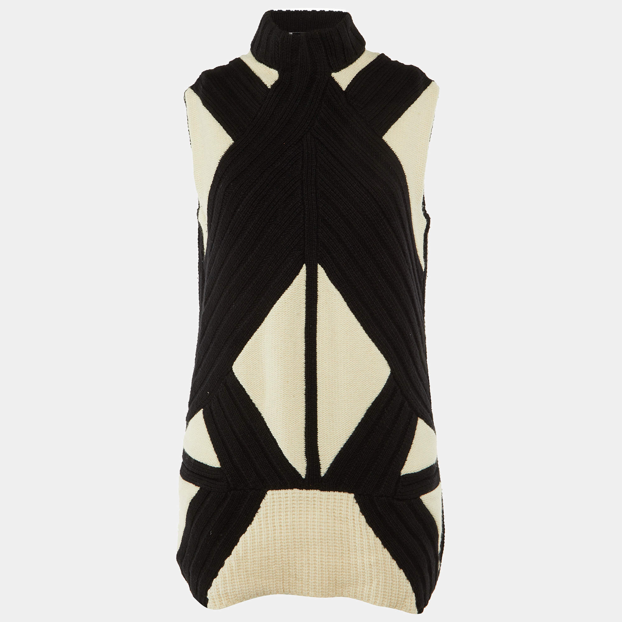 Pre Owned Givenchy Monochrome Wool & Cashmere Sweater Tunic M