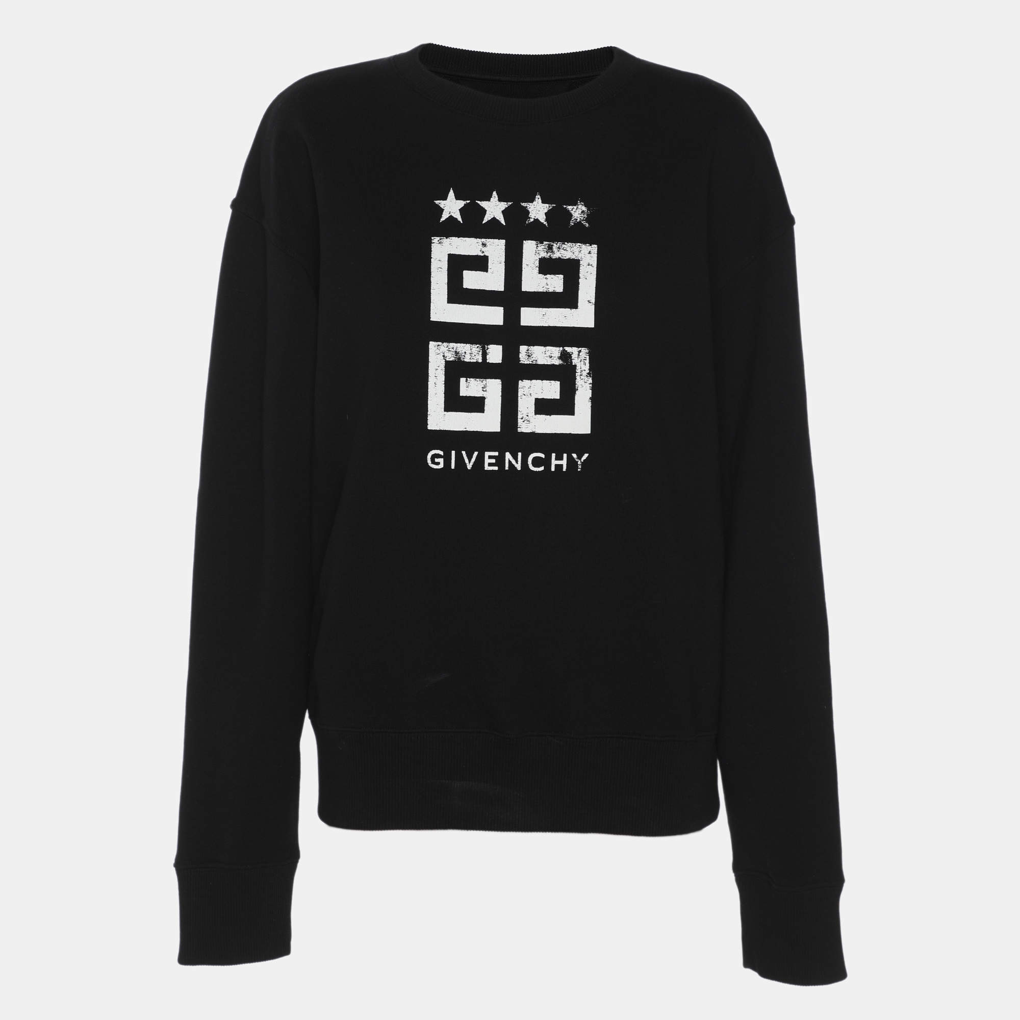 Pre Owned Givenchy Black Knit Logo Print Sweatshirt S