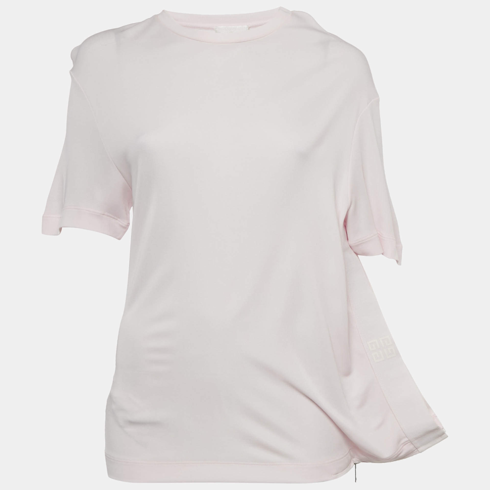 Pre Owned Givenchy Pink Jersey 4G Asymmetrical Top S