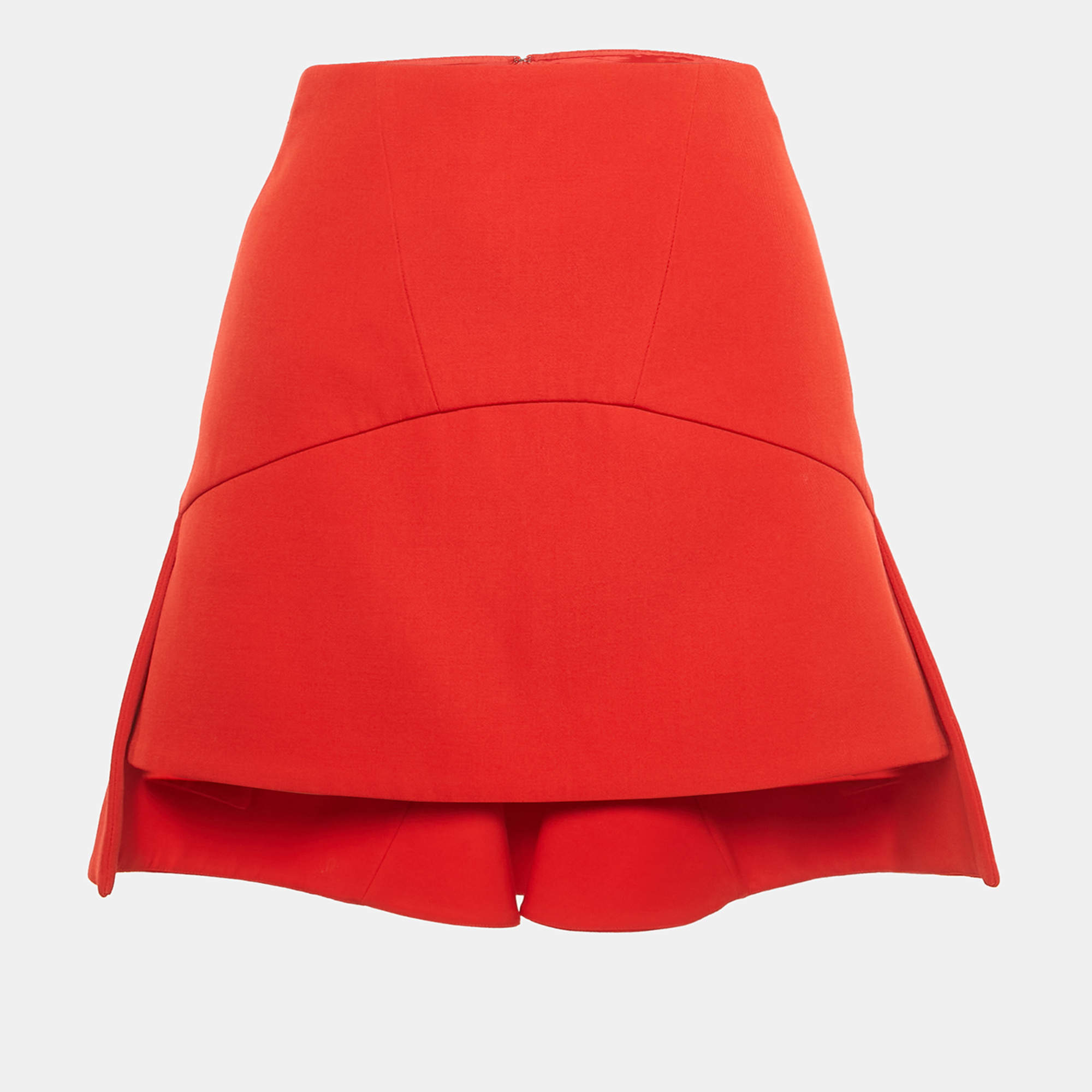 Pre Owned Givenchy Red Wool Mini Skirt M