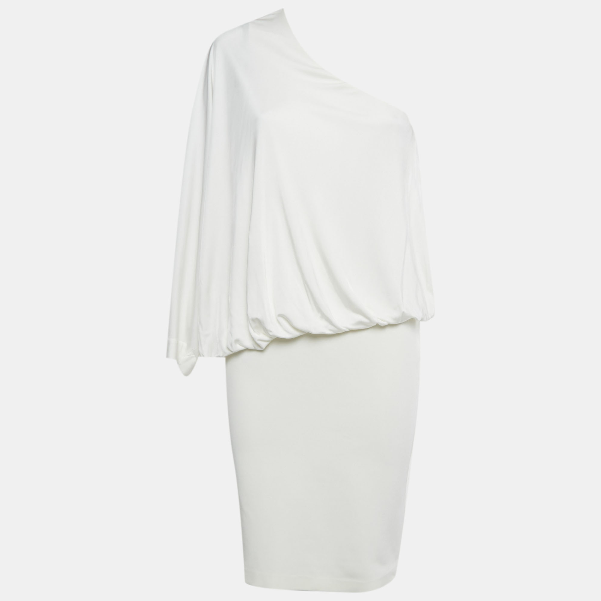 Pre Owned Givenchy White Jersey One Shoulder Short Dress M