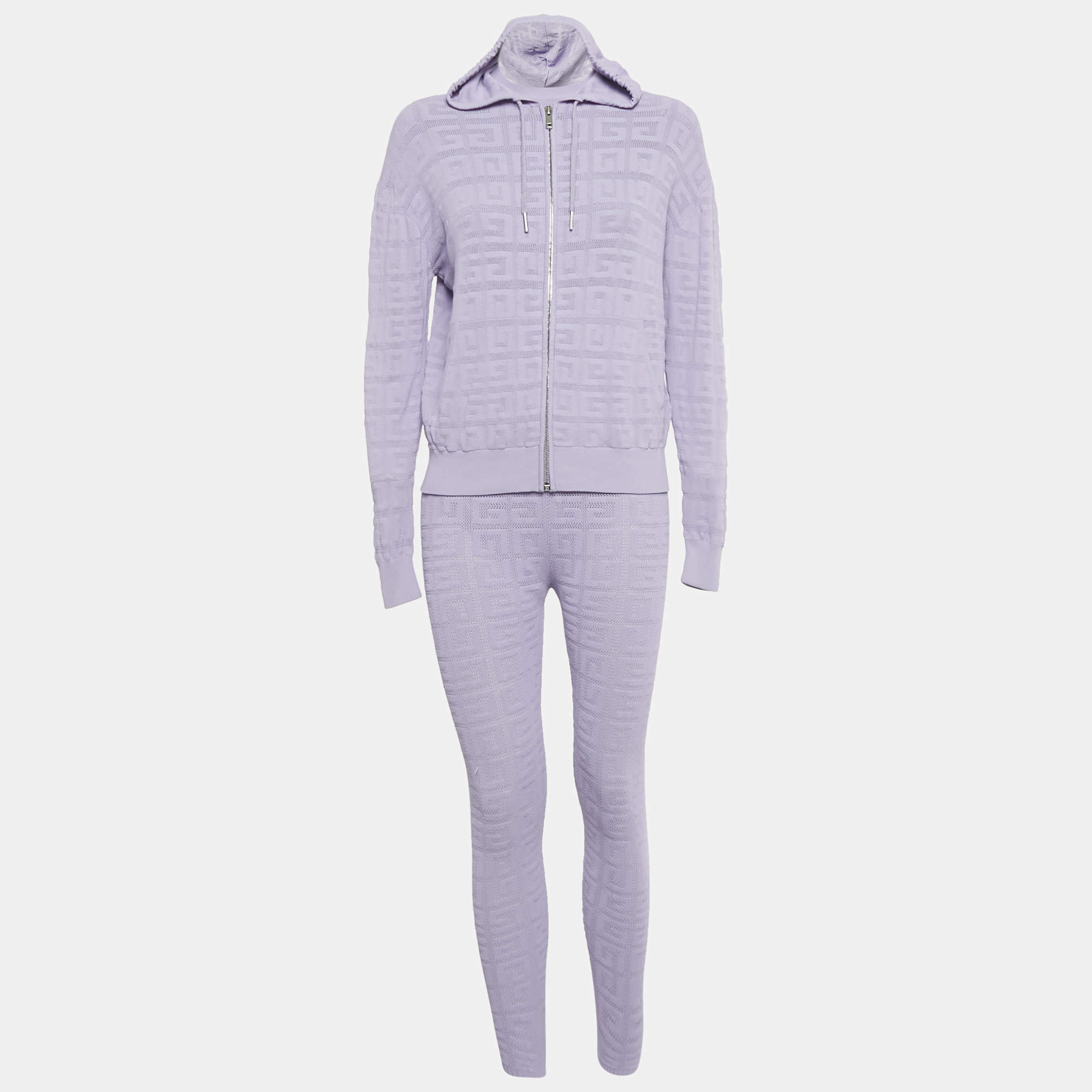 مملوكة مسبقًا طقم جوجر ٣ قطع جيفنشي شعار ٤ جي محبوك بنفسجي فاتح صغير جدًا/صغير