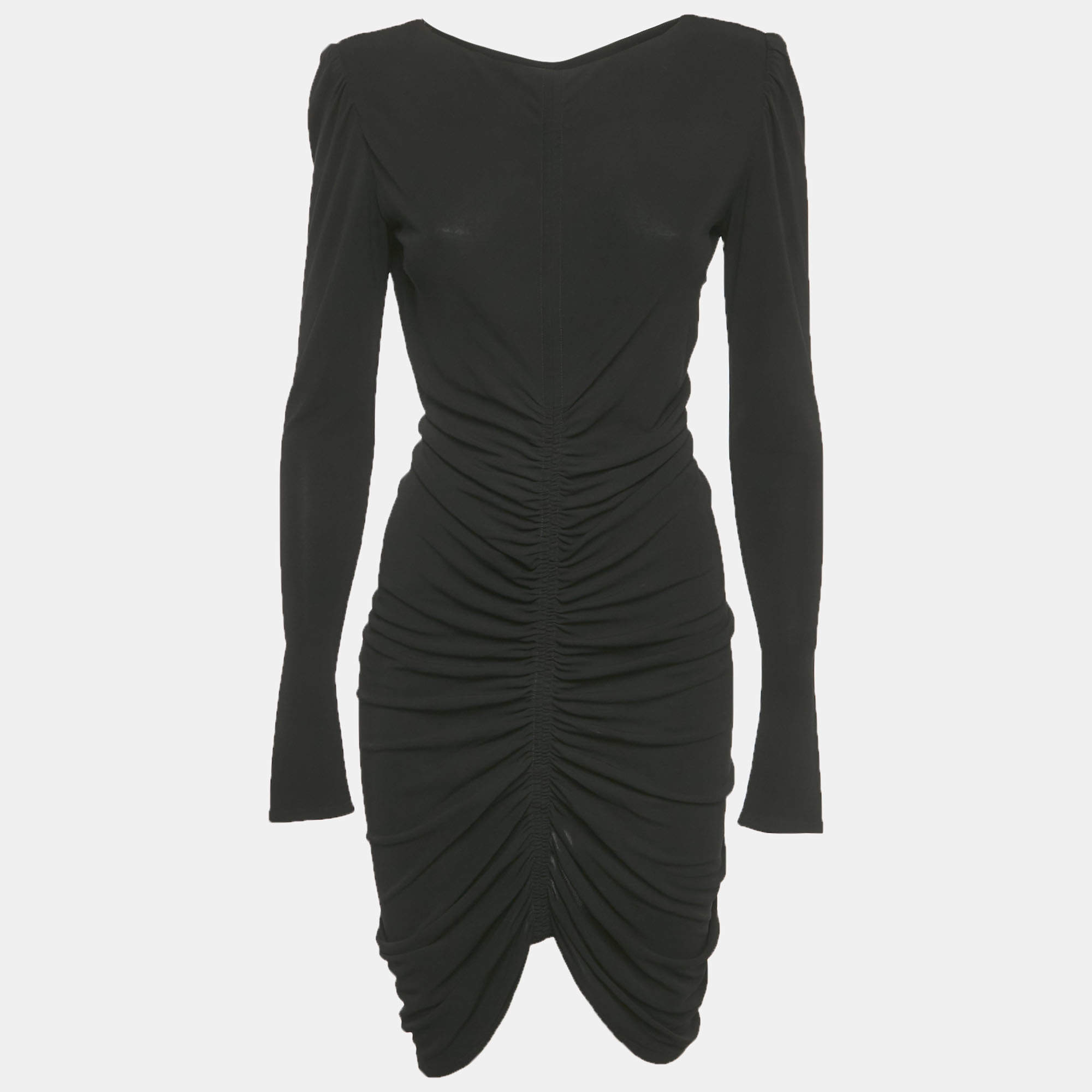 Pre Owned Givenchy Black Stretch Crepe Ruched Mini Dress S