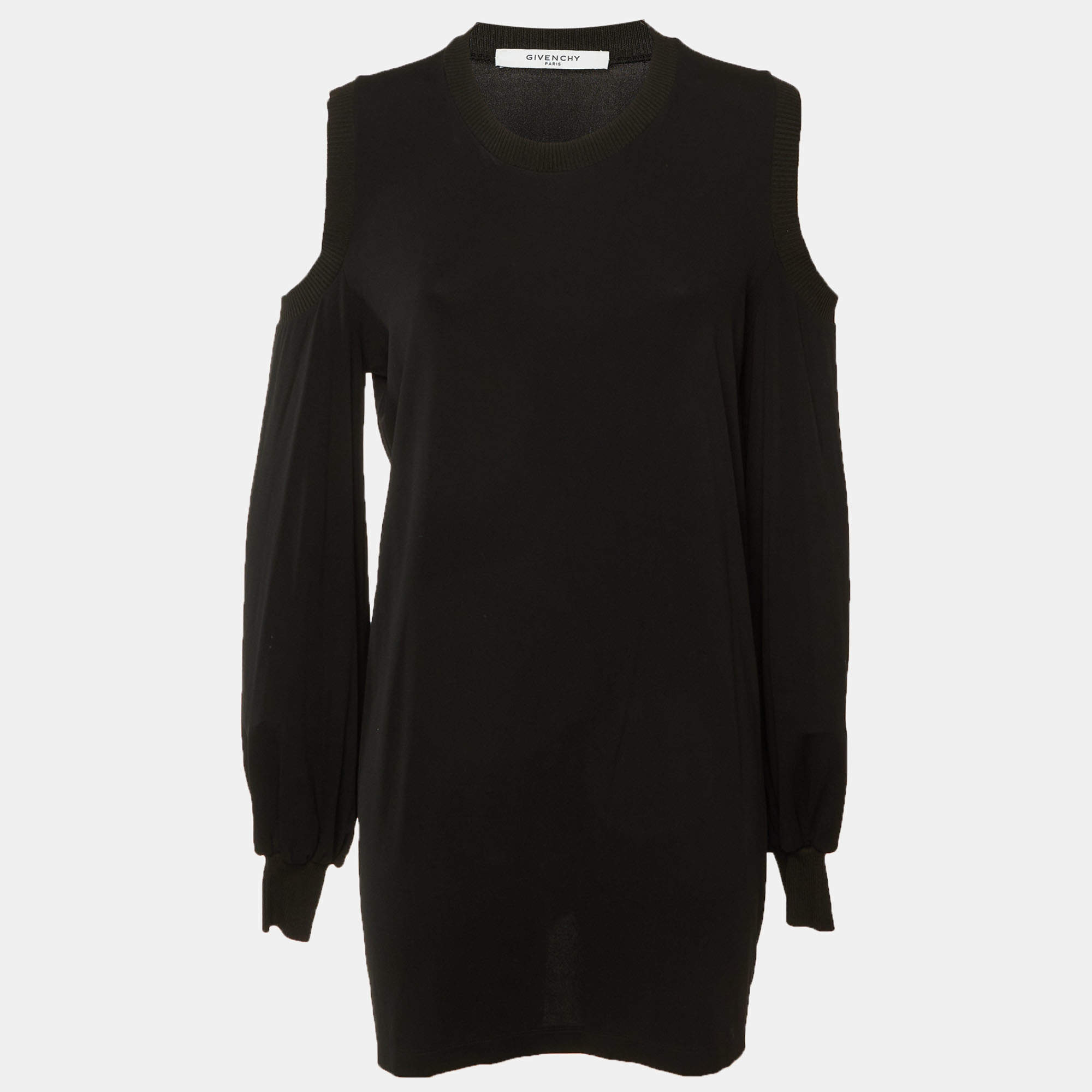 Pre Owned Givenchy Black Crepe Cold Shoulder Tunic L