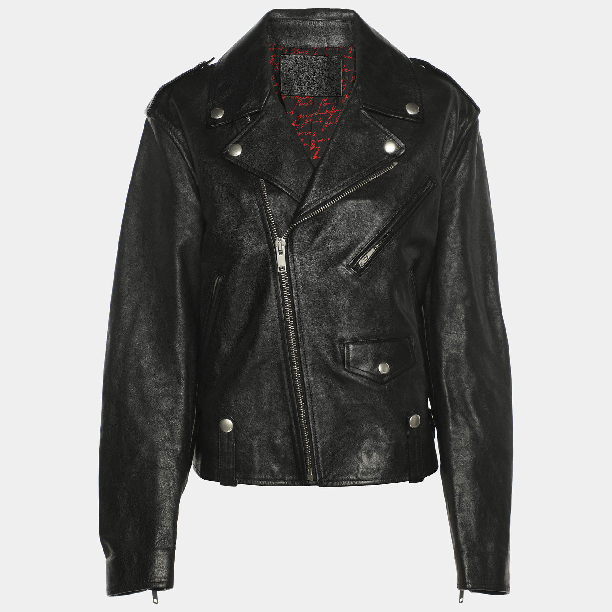 مملوكة مسبقًا Givenchy Black Leather Biker Jacket XL