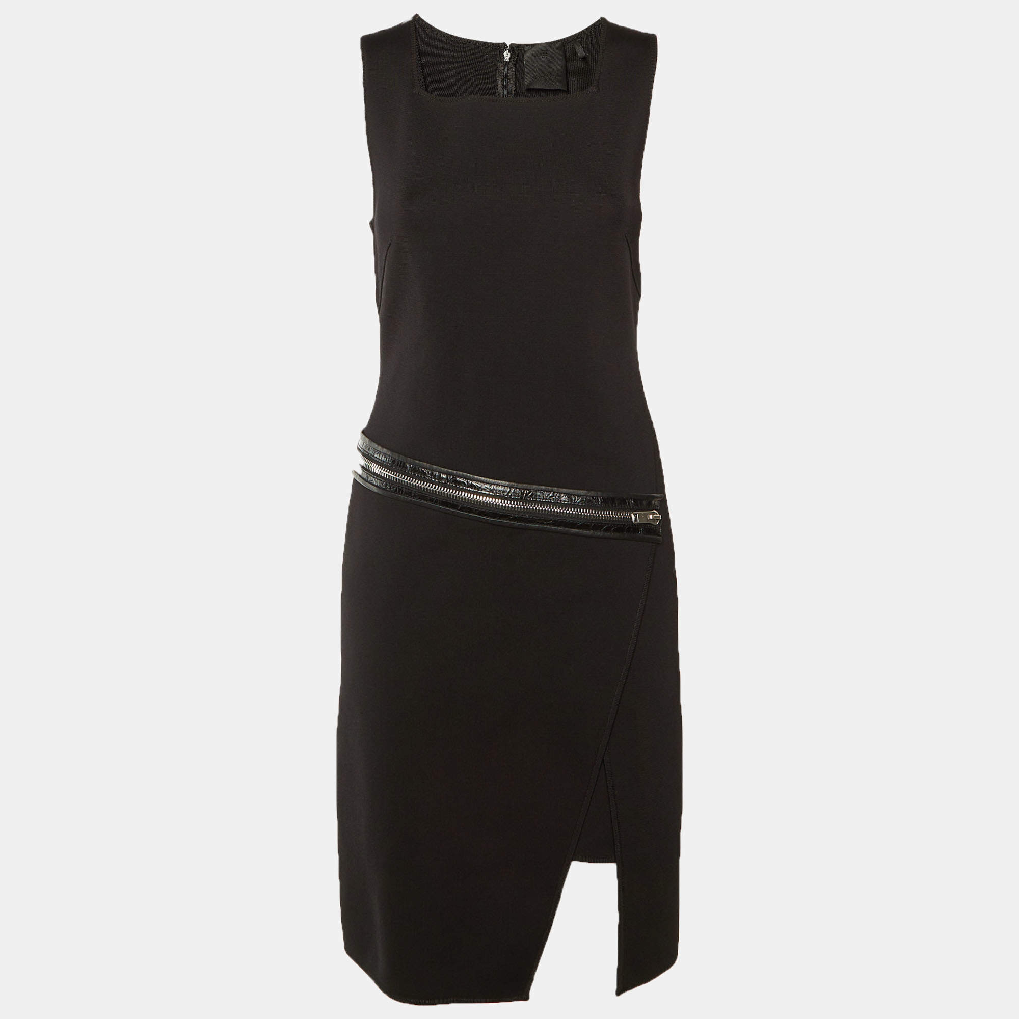 Pre Owned Givenchy Black Knit Zip Detail Mini Dress M