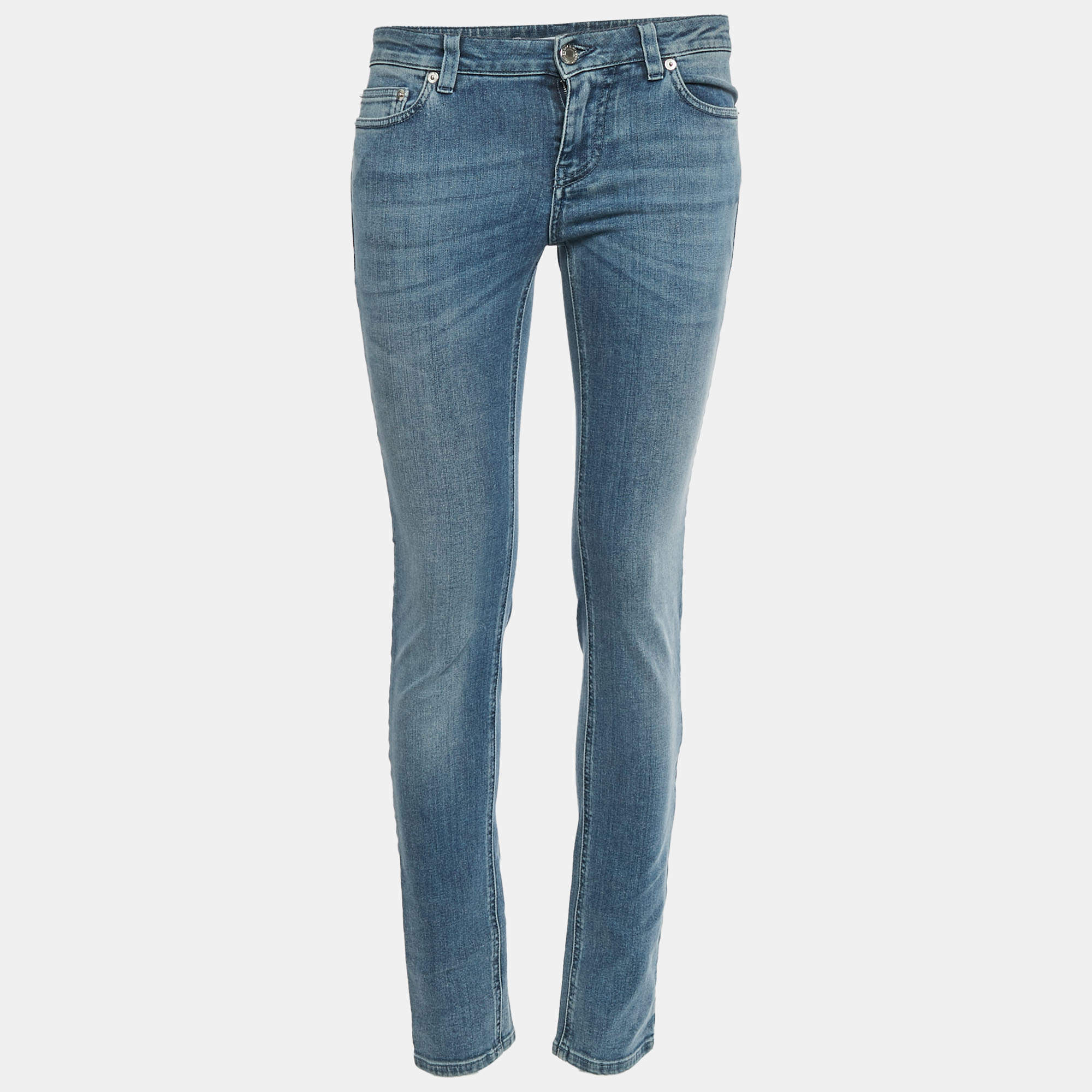 Pre Owned Givenchy Blue Star Print Denim Low Waist Jeans S/Waist 26"