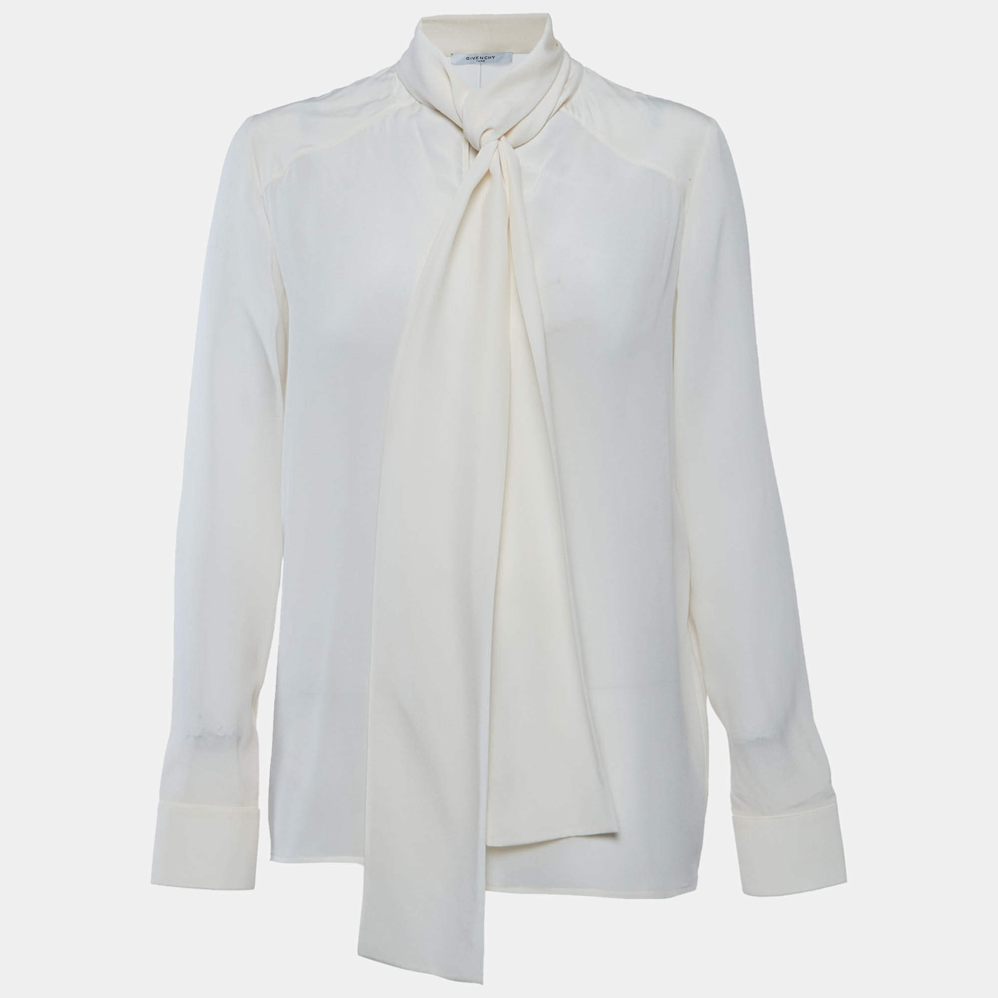 مملوكة مسبقًا Givenchy Cream Silk Tie-Up Blouse M